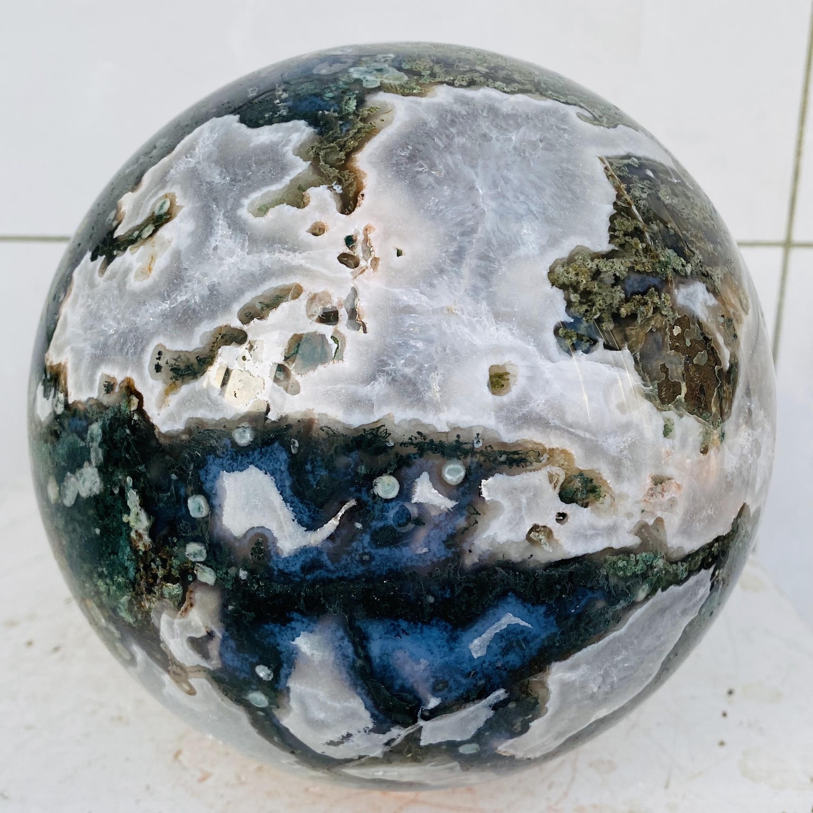 Natural water grass agate sphere crystal ball quartz energy 6280g