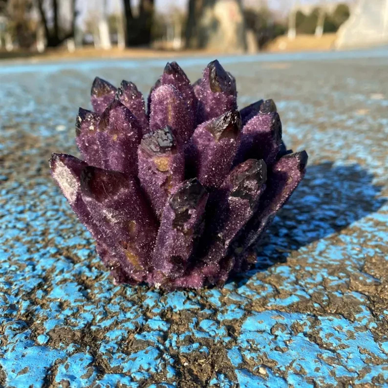 2026NEWFIND 1PC Rare Dark Amethyst Quartz Cluster Healing Purple Crystal Geode