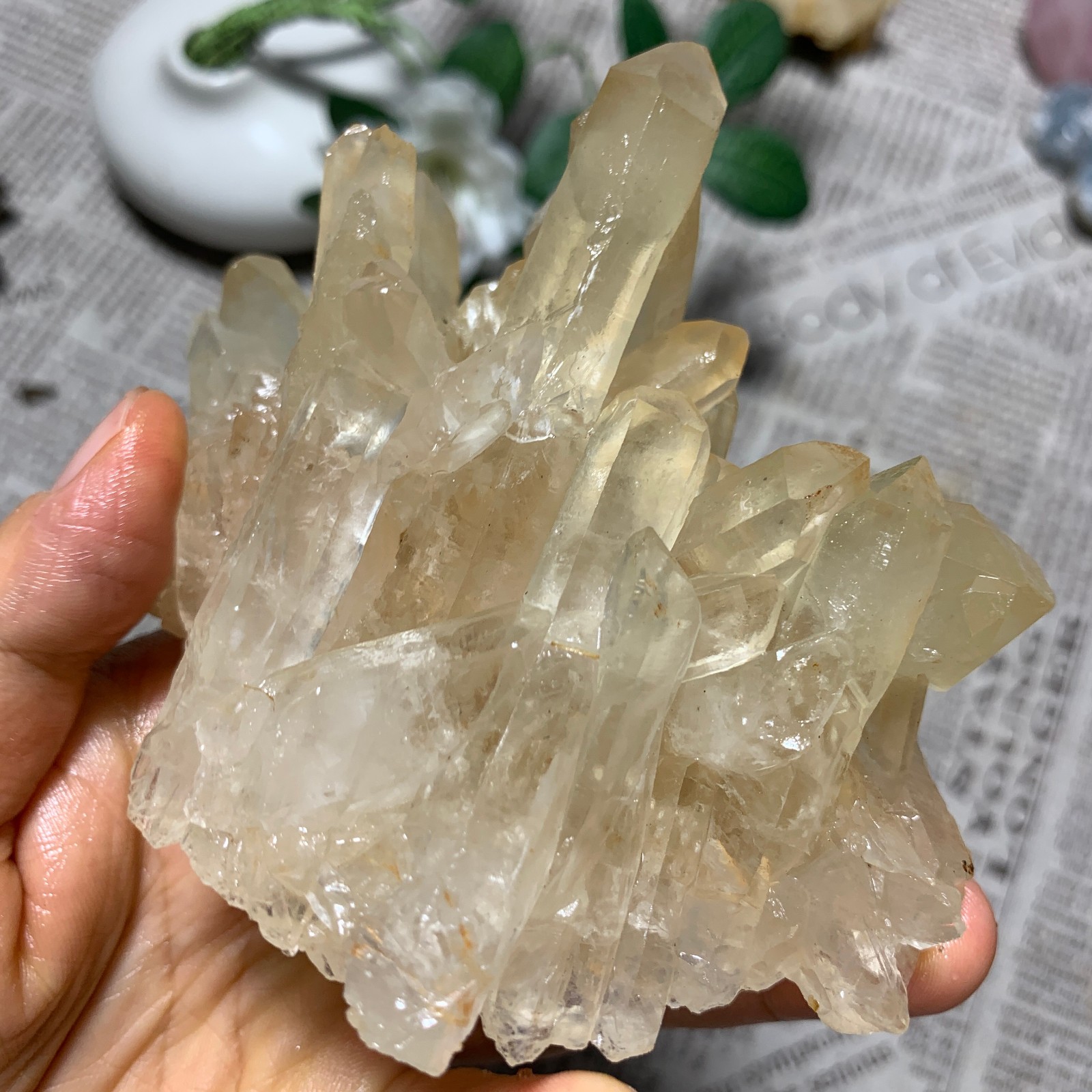 449g Natural Clear White Crystal Quartz Cluster Rough Healing Specimen