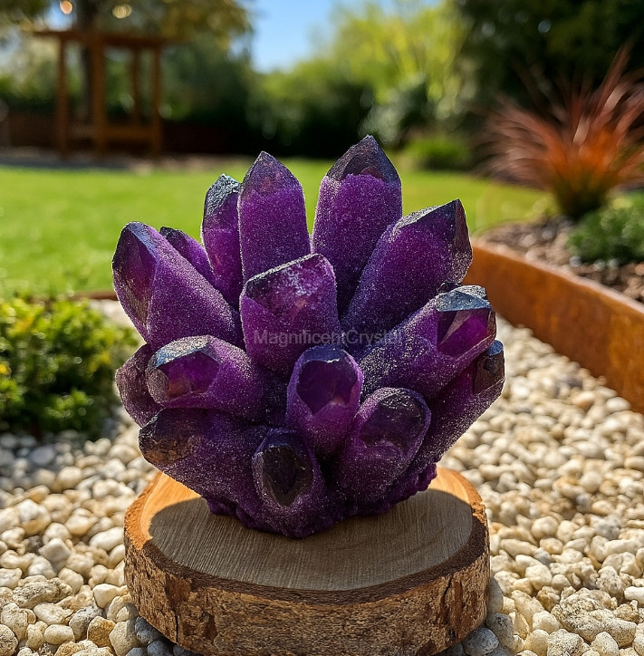 Natural Violet Amethyst Phantom Geode Quartz Cluster Rare Crystal Specimen Decor