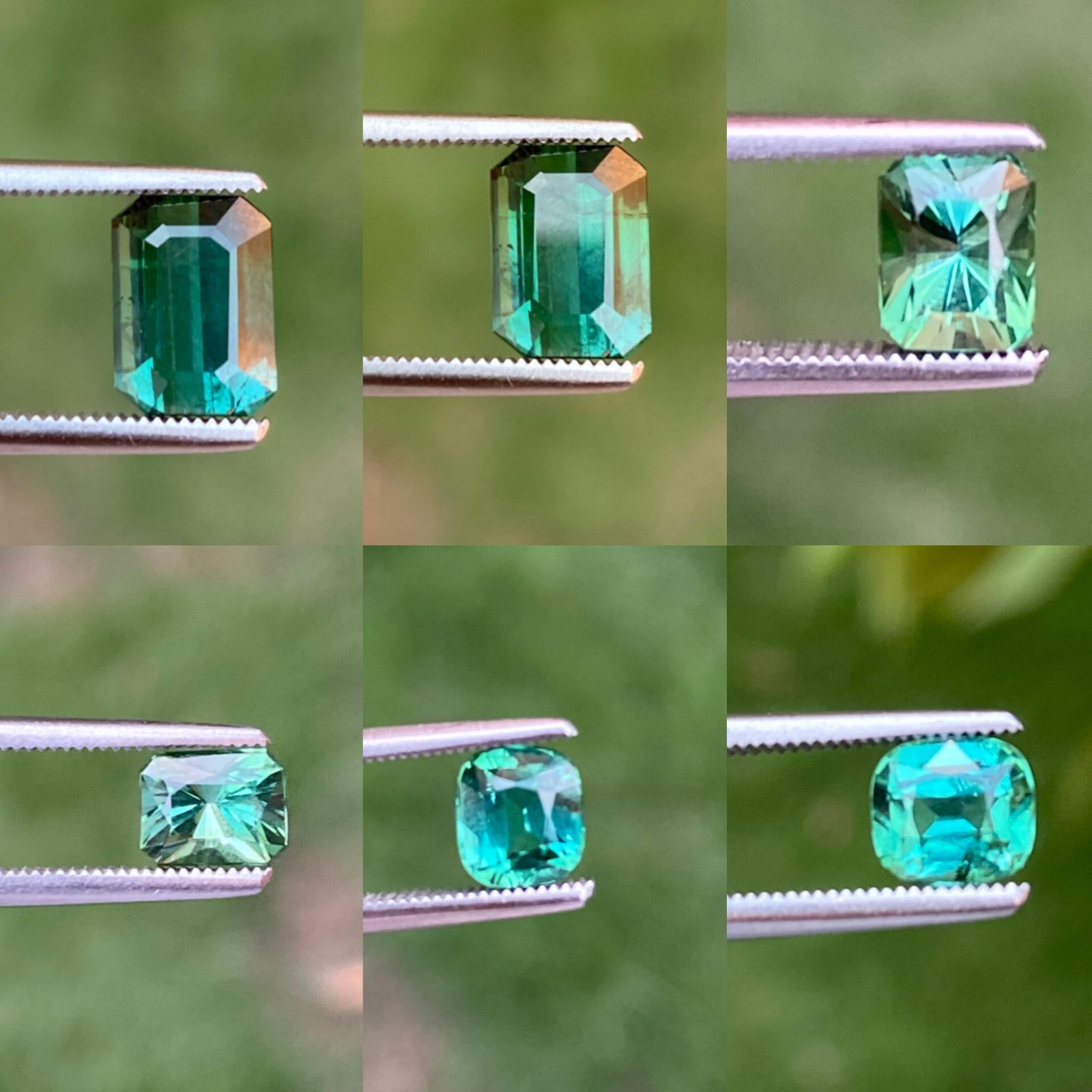 4.85ct Natural Bi Color Tourmaline Emerald Cut Eye clean Lot Mint Blue Green@Afg
