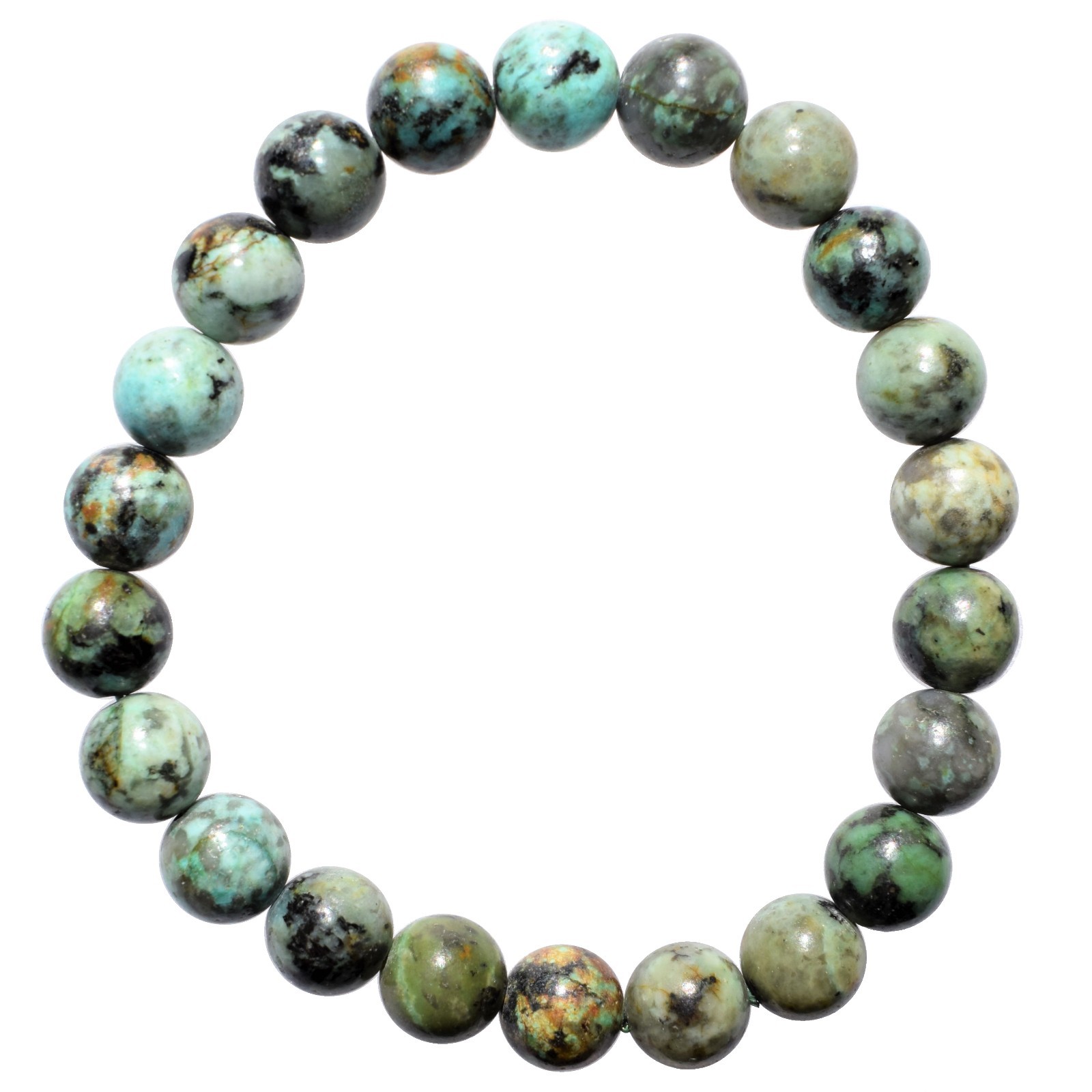 Premium CHARGED Natural African Turquoise Crystal 8mm Bead Bracelet + Charger
