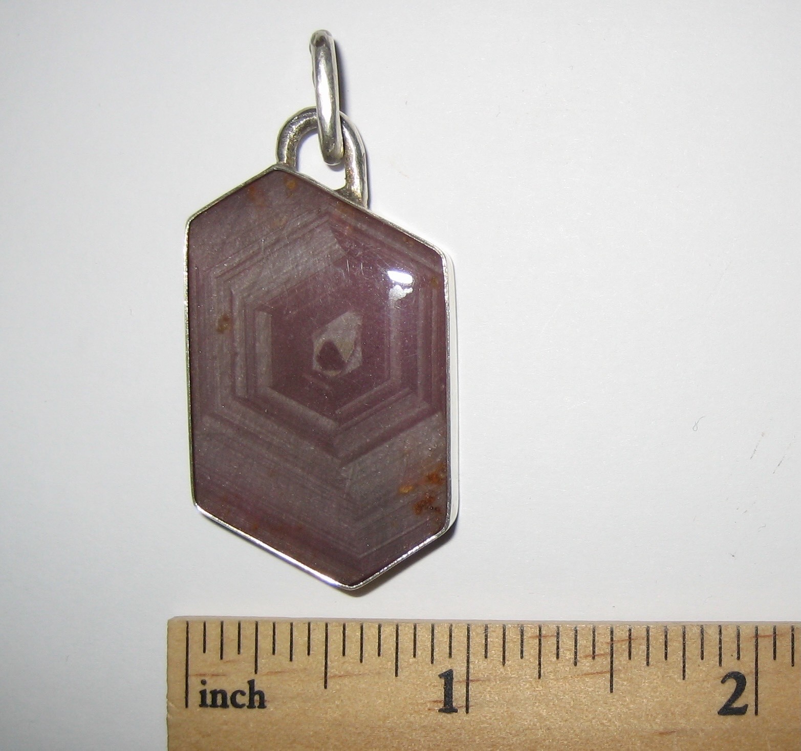 36mm x 22mm RUBY CRYSTAL STONE MINERAL SILVER PENDANT TANZANIA W/ RESIN COATING