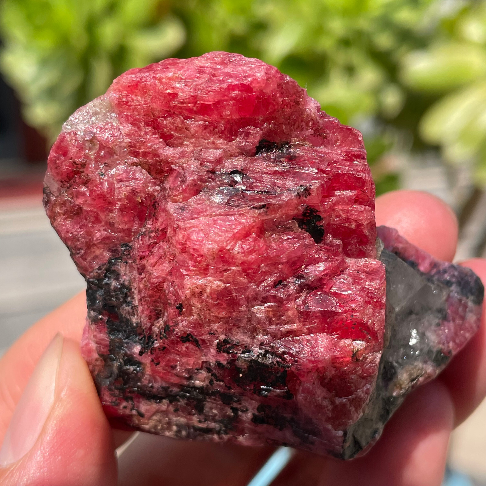 91g Small Rough Stone Natural Red Black Rhodonite Quartz Crystal Specimen