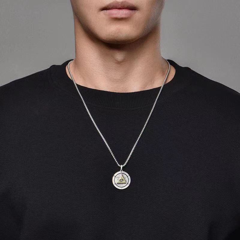 Men’s Fashion Jewelry Silver God’s eye Rotatable Pendant Necklace Gift 1PC