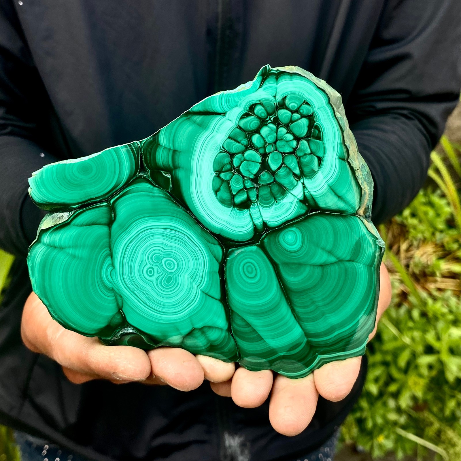 463G Natural malachite slice quartz crystal luster mineral specimen