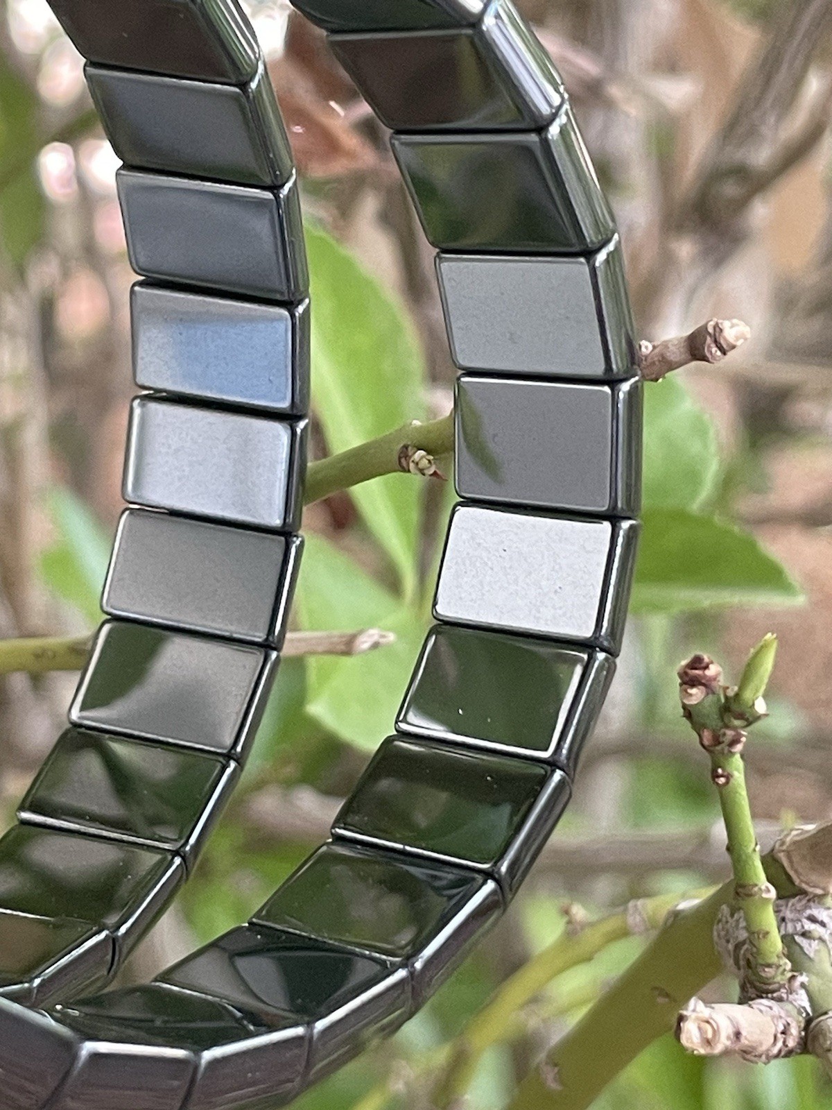 Hematite Crystal/Gemstone Stretch Bracelet 12mm x 9mm (Price For 1)
