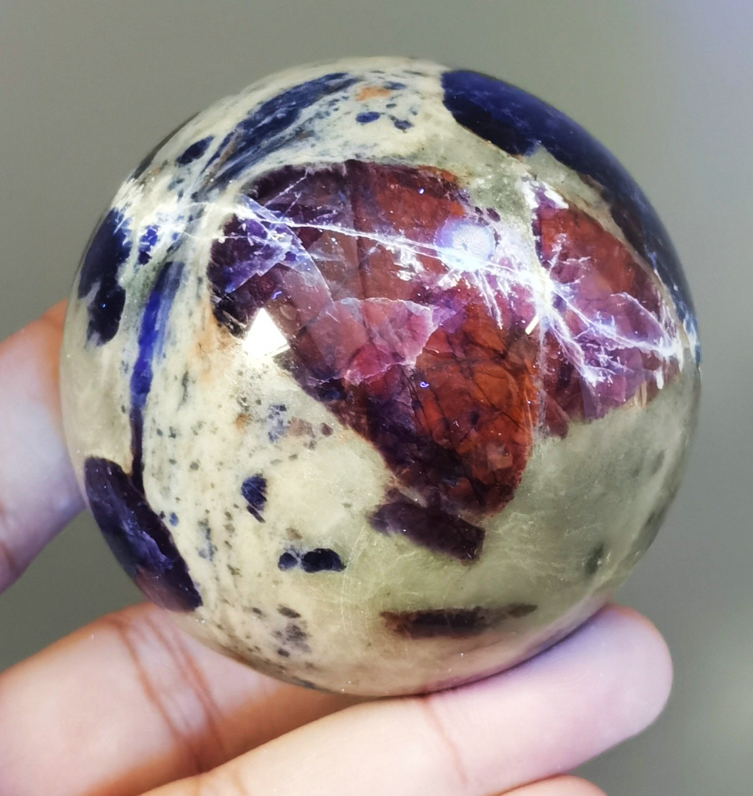 Natural Blue Sodalite Quartz Crystal Sphere Healing Ball Chakra Stone