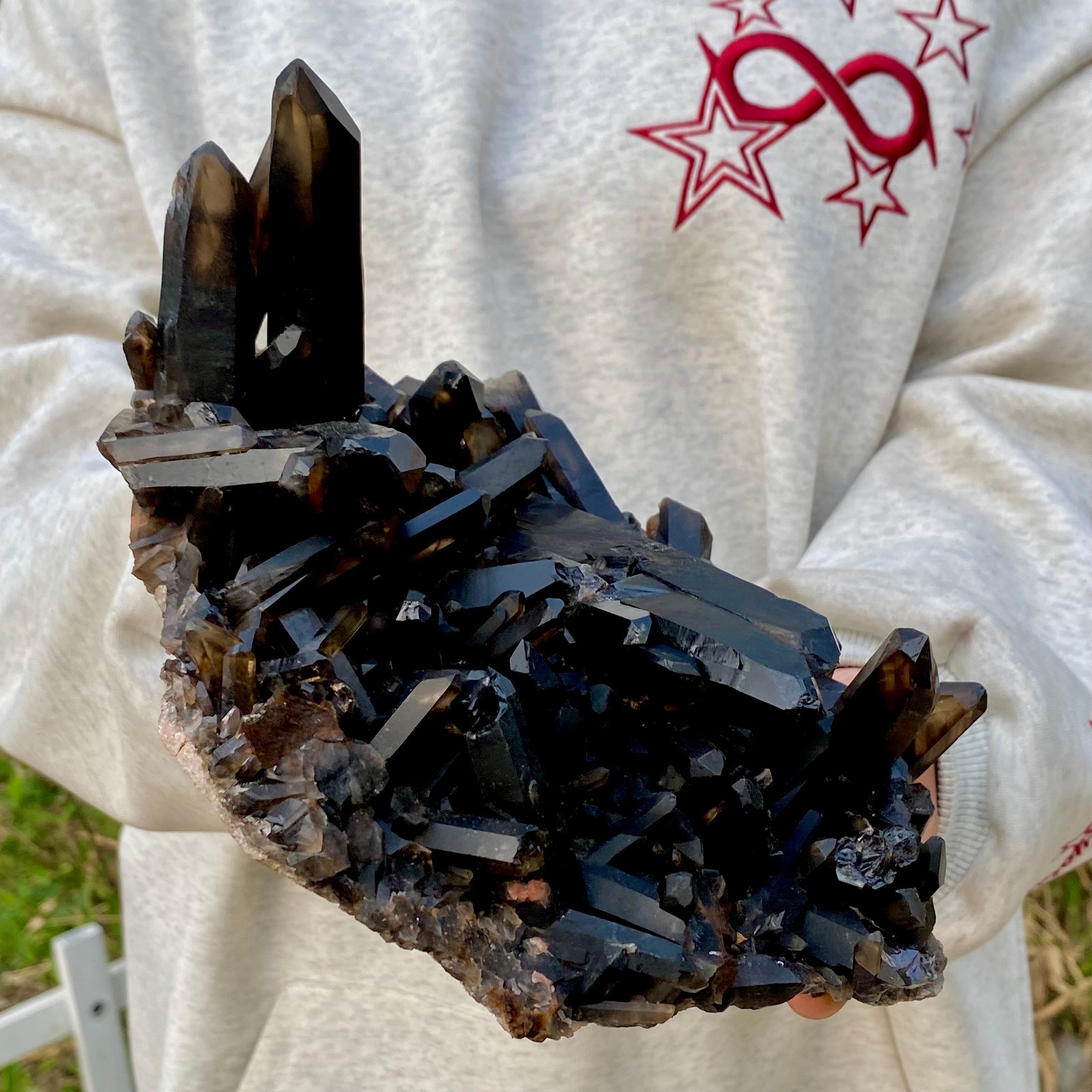 3.7LB Natural Beautiful Black Quartz Crystal Cluster Mineral Specimen Rare