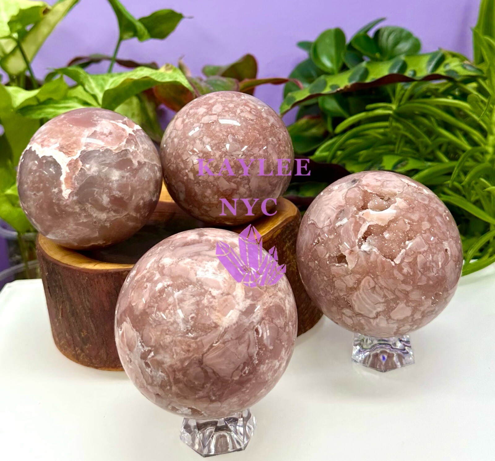 Wholesale Lot 4-5 Pcs Natural Pink Agate Sphere Crystal Ball 4.9-5 Lbs