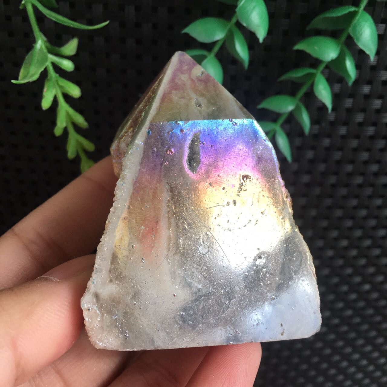 106g Titanium Angel Aura Coated Sphalerite Stone Point Tower Quartz Crystal