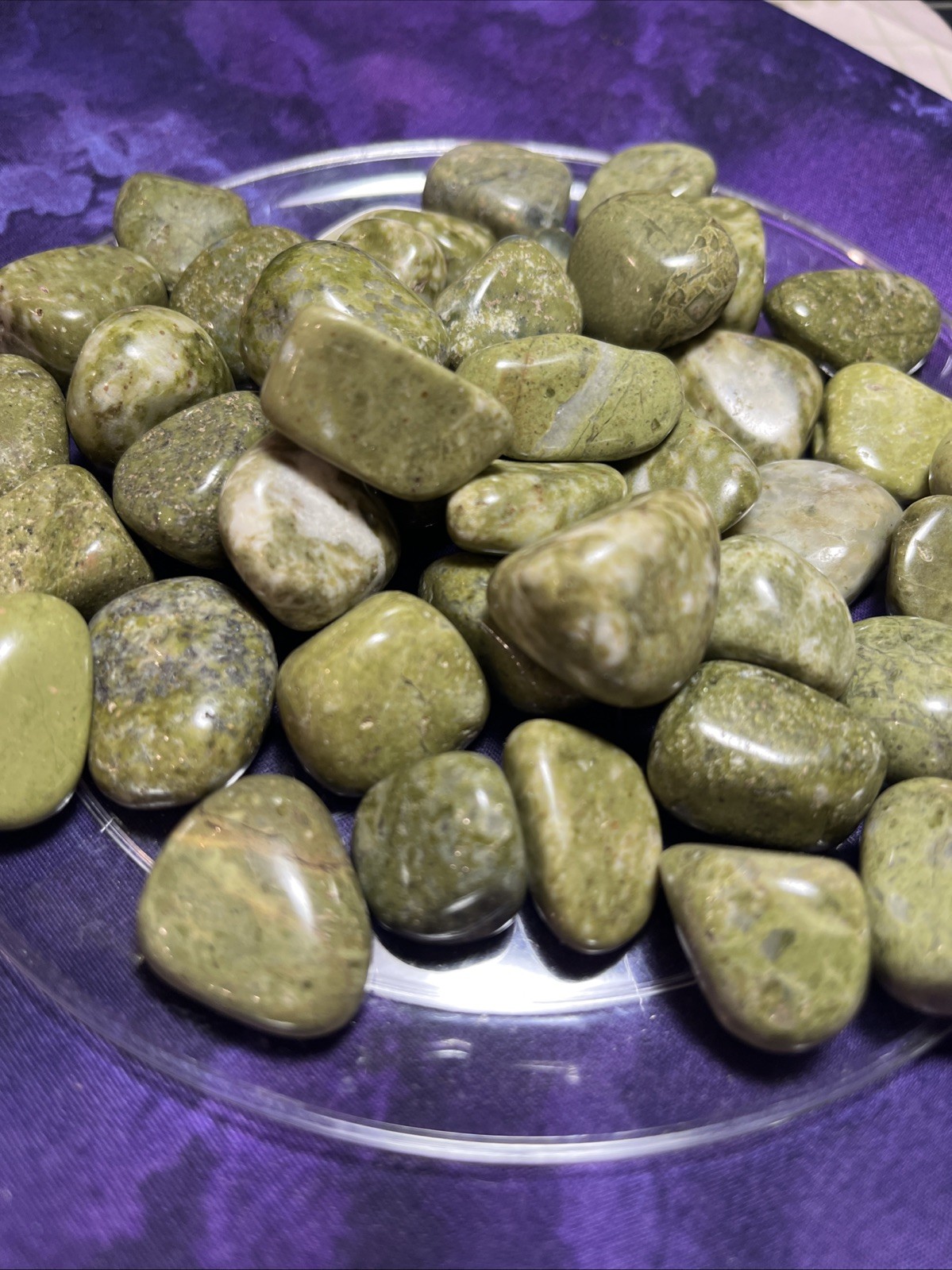 Green Epidote tumbled and polished minerals (bulk ~14.5 oz)