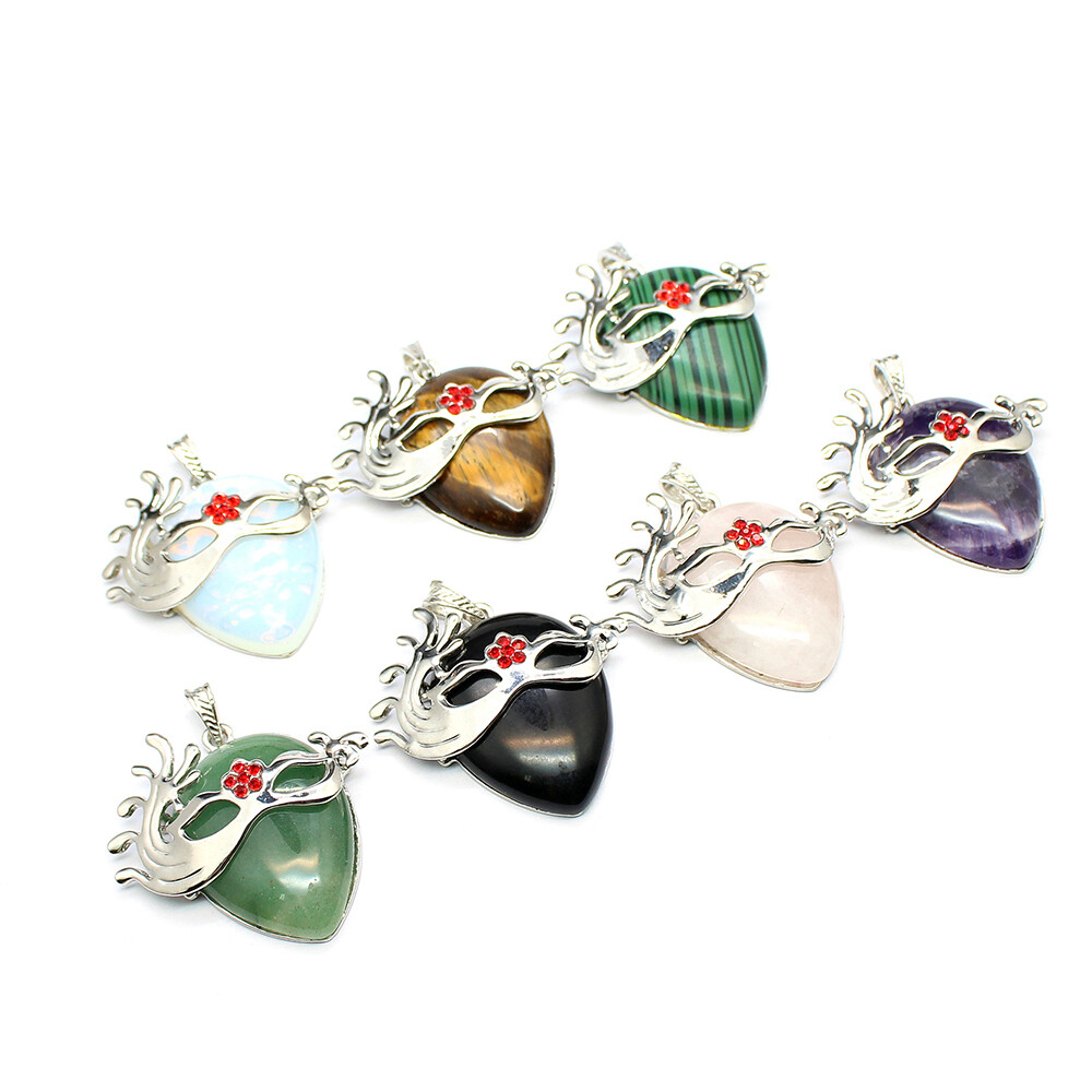Natural Crystal Water Drop Makeup Dance Ball Mask Pendant Stone Amulet Reiki