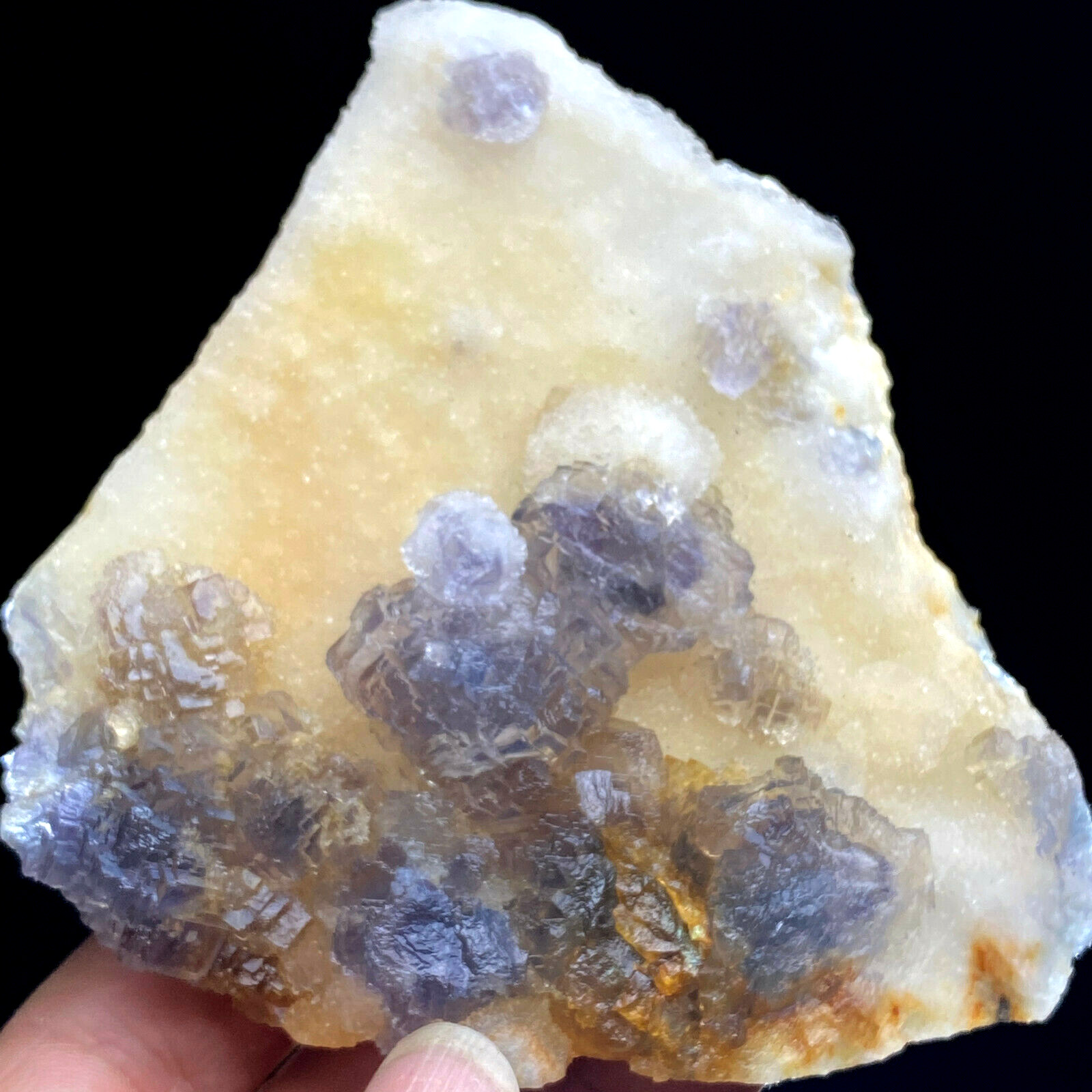 163g Translucent Purple/Green Cubic Fluorite & White Quartz Mineral – Fujian