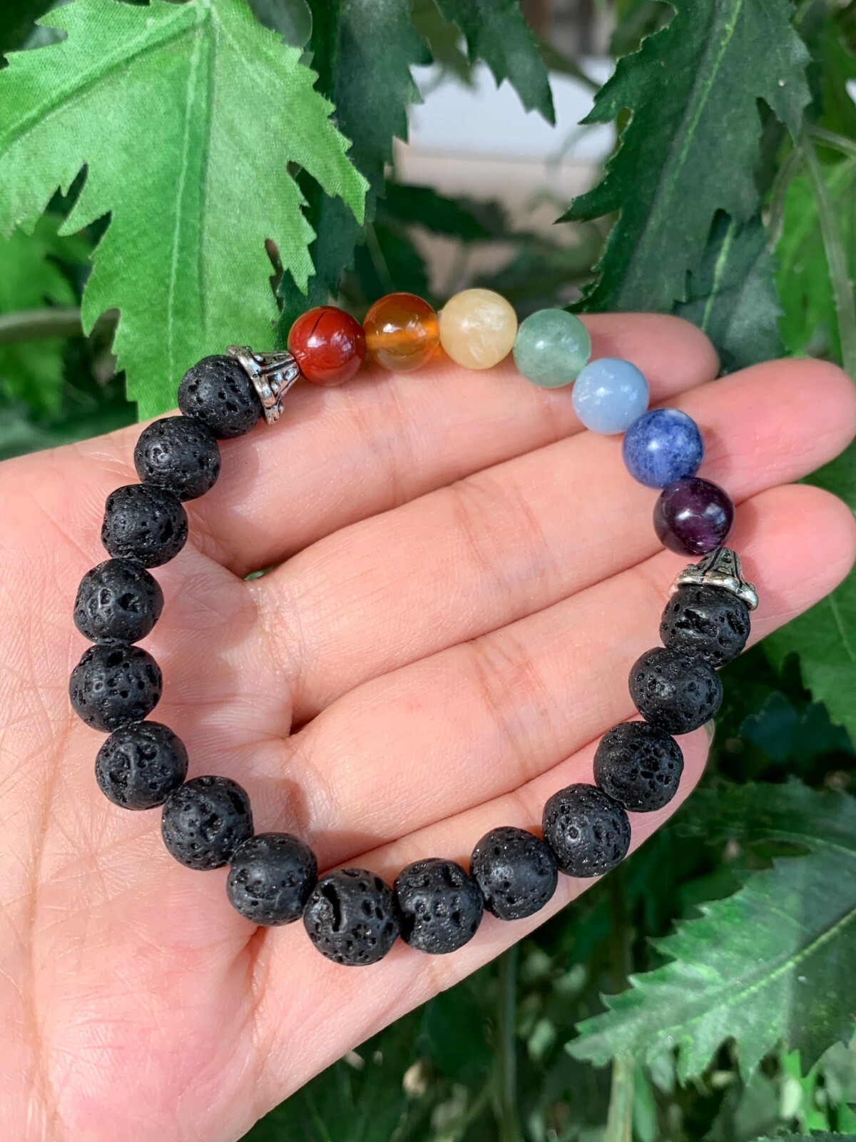 Lava Rock & 7 Chakra Stone Bracelet 8mm, Genuine Gemstone Bead, Wholesale Bulk