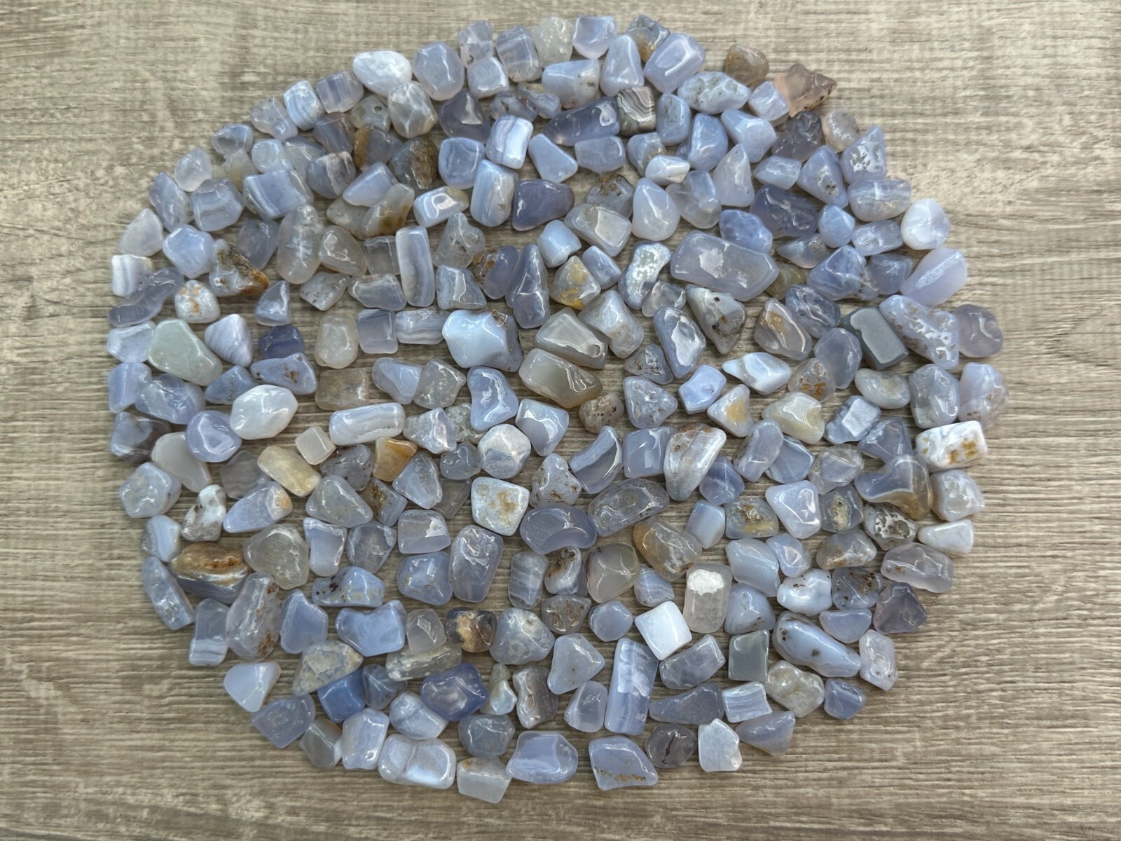 Grade A++ Blue Chalcedony Semi Tumbled Gemstone Chips 8-18mm, Wholesale Bulk Lot