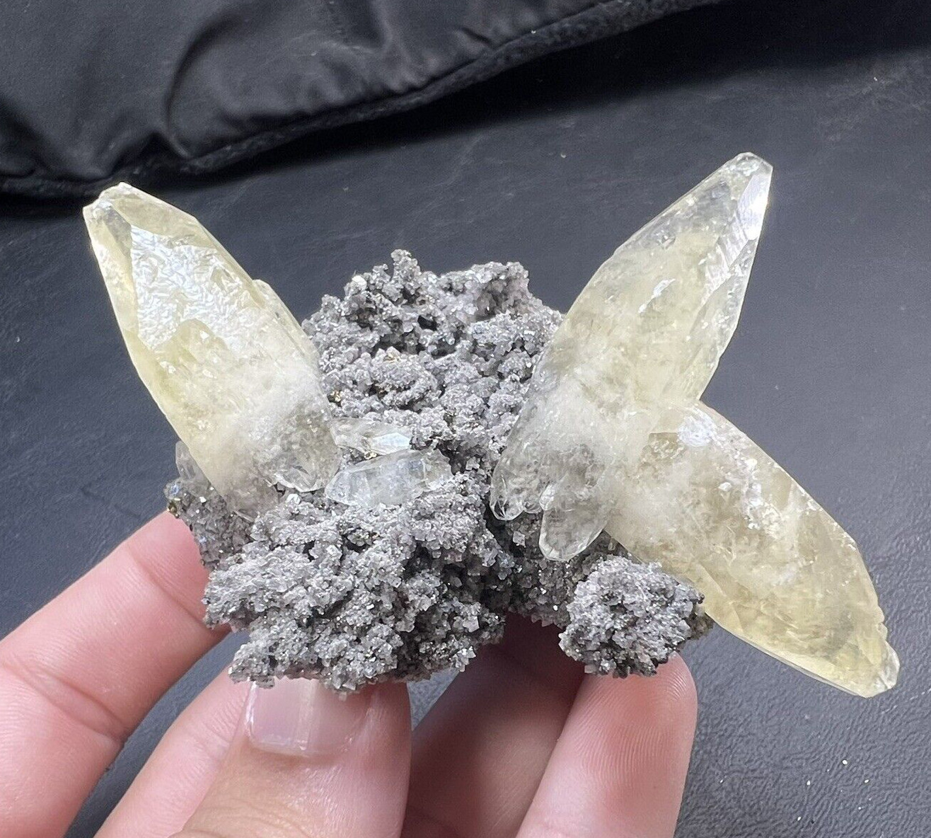 Calcite Crystal with Chalcopyrite Dolomite Matrix / Missouri