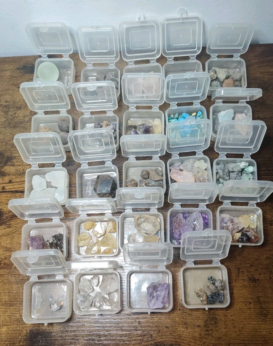 Huge Mixed Crystal & Gemstone Lot-Rough And Tumbled Specimens With Organizer