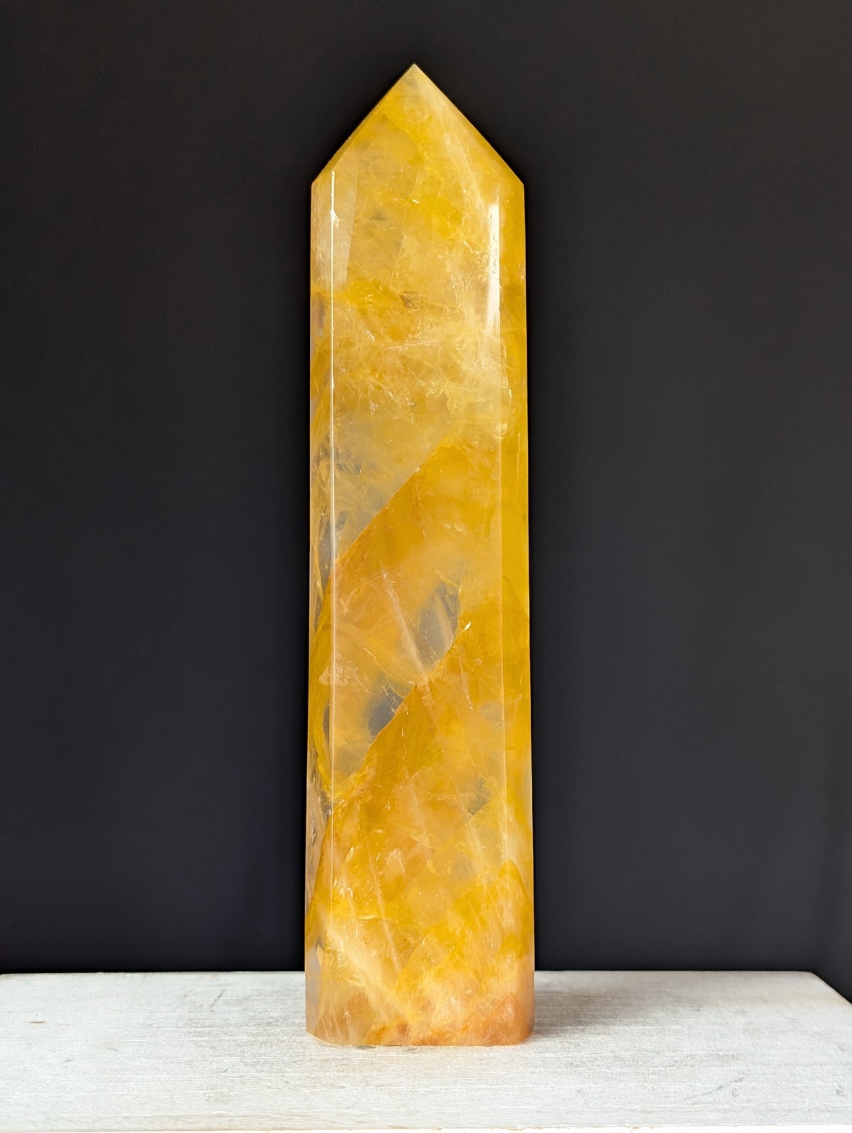 Golden Healer Tower Crystal Point Large Big Gemstone Chakra Reiki