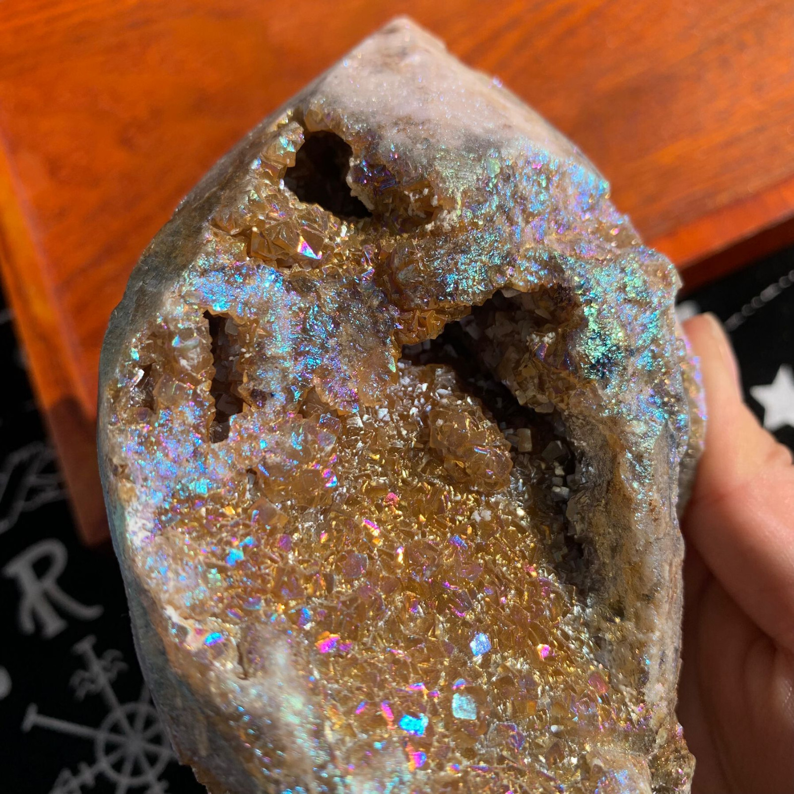 821g Angel Aura Sphalerite Freeform Point Druzy Stone Crystal Specimen Decor