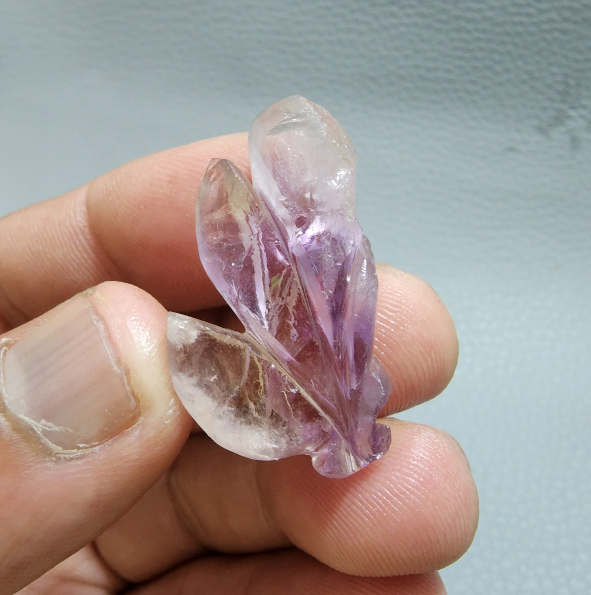 32 Crt Pretty Purple Ametrine Flower Shape Carving Stone Jewelry Making Gemstone