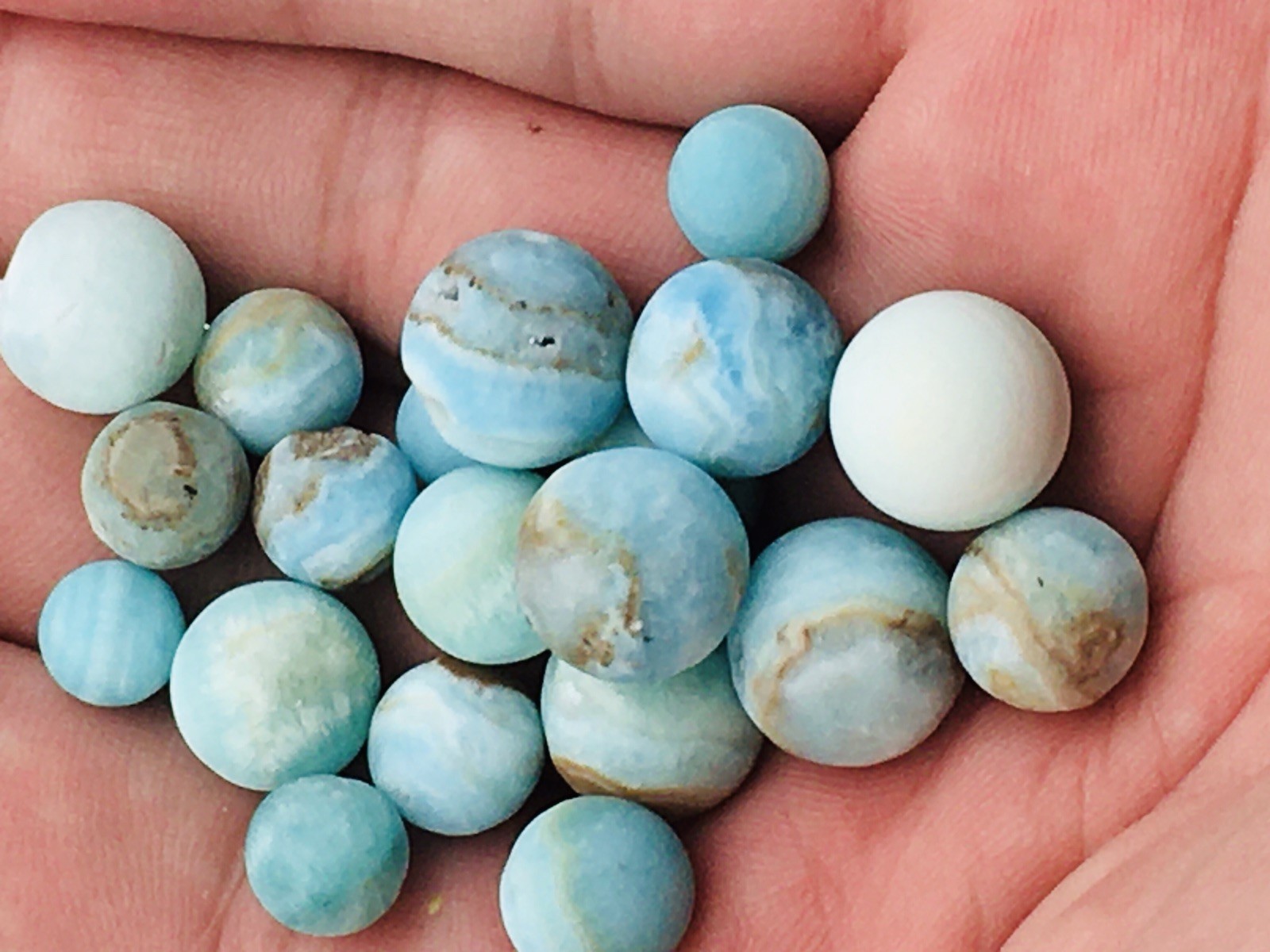 Blue Aragonite Beads Smooth Round Crystal Beads for DIY Jewelry