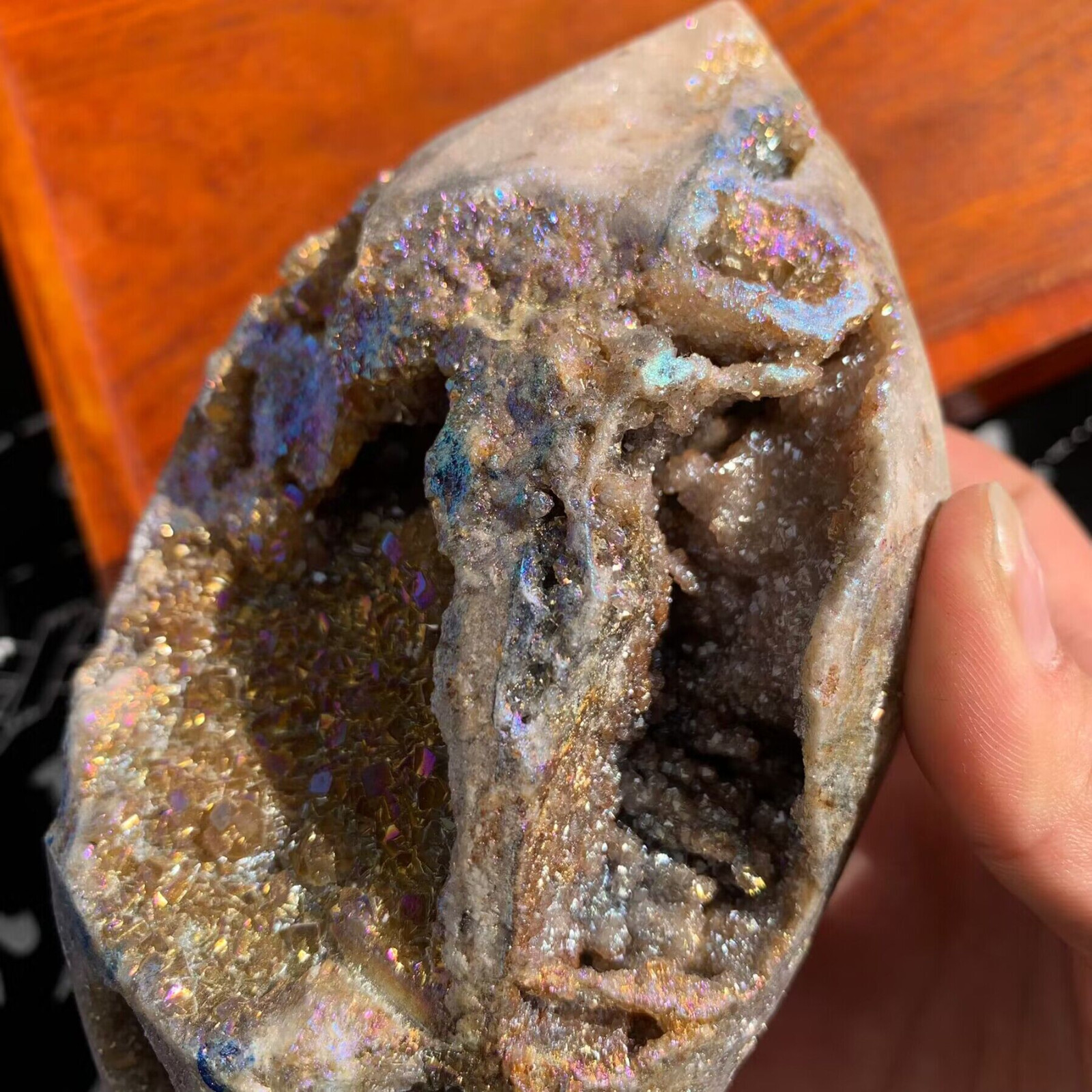 821g Angel Aura Sphalerite Freeform Point Druzy Stone Crystal Specimen Decor