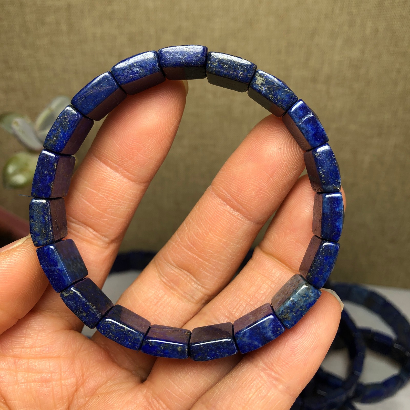 1pcsNatural lapis lazuli Stone Bracelet Brown Gemstone Stretch Bracelet Handmade