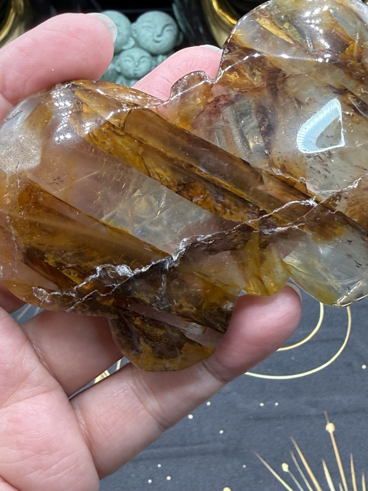 Natural Golden Healer Carved Butterflies Yellow hematoid Free shipping