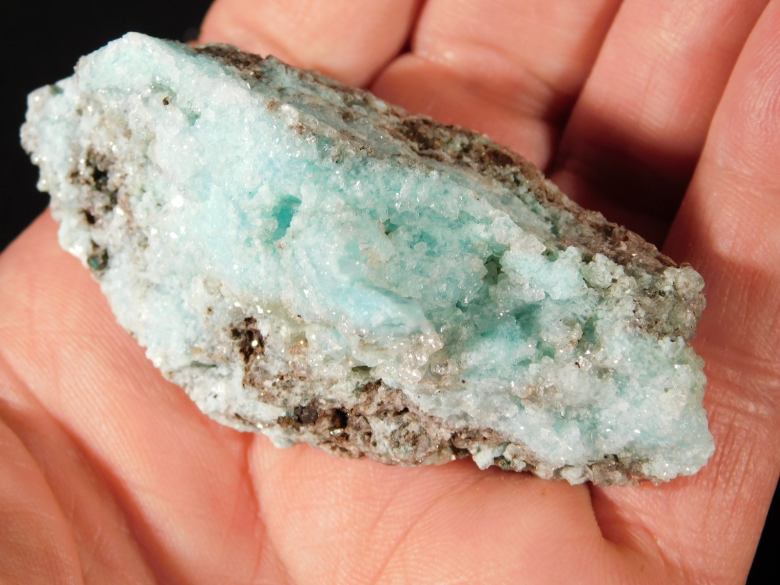 Light BLUE! CHRYSOCOLLA Cluster Under Translucent Druzy Quartz Mexico 77.0gr