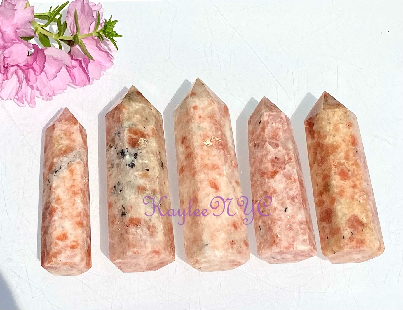 Wholesale Lot 1 Lb Natural Sun Stone Obelisk Tower Point Crystal Natural Energy