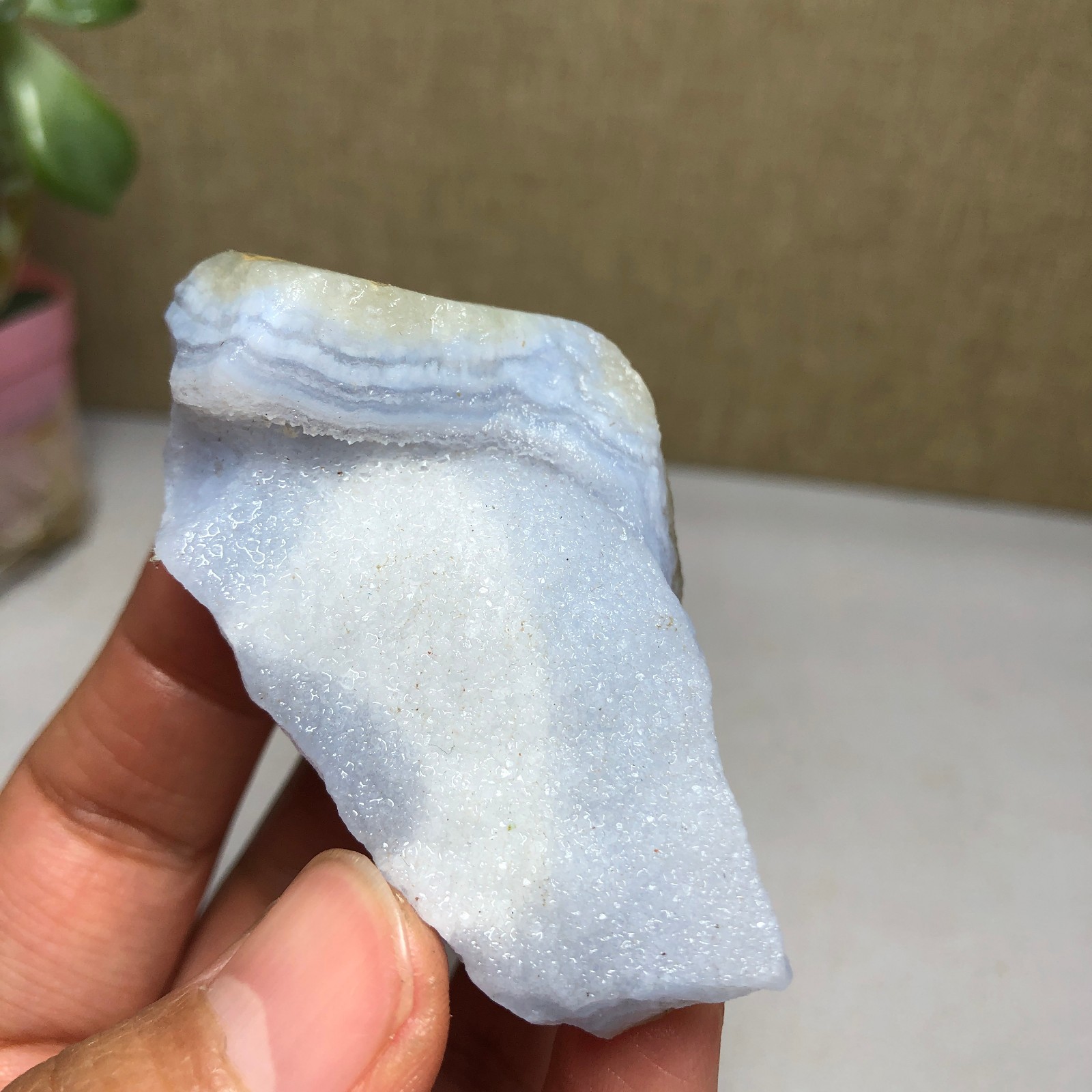 62-31-20mm Natural Blue chalcedony Crystal gemstone Rough Mineral Specimen A2162