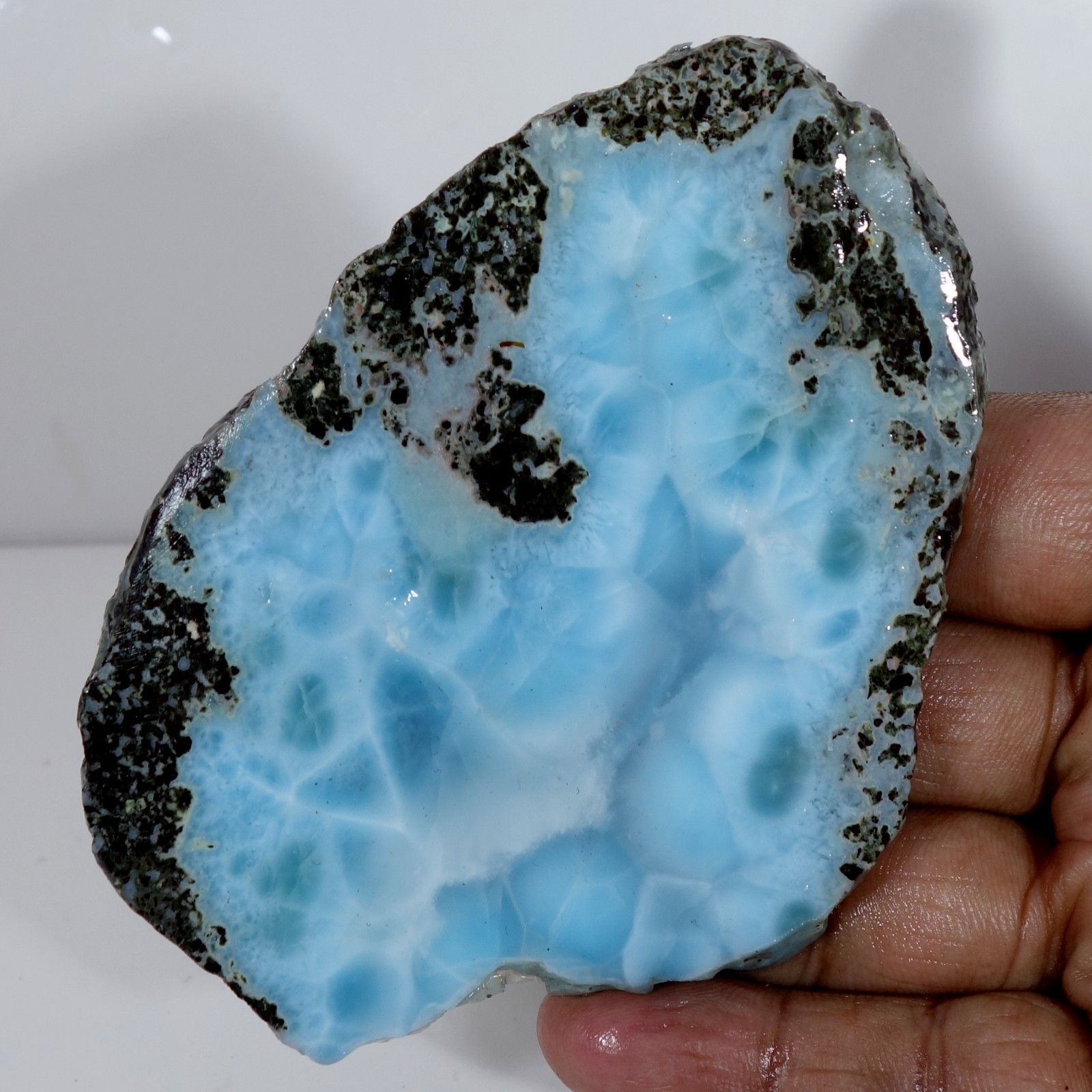 Sky Blue Larimar Slab Rough Dominican Blue Pectolite Cab Cutting Stone 402.90 Ct