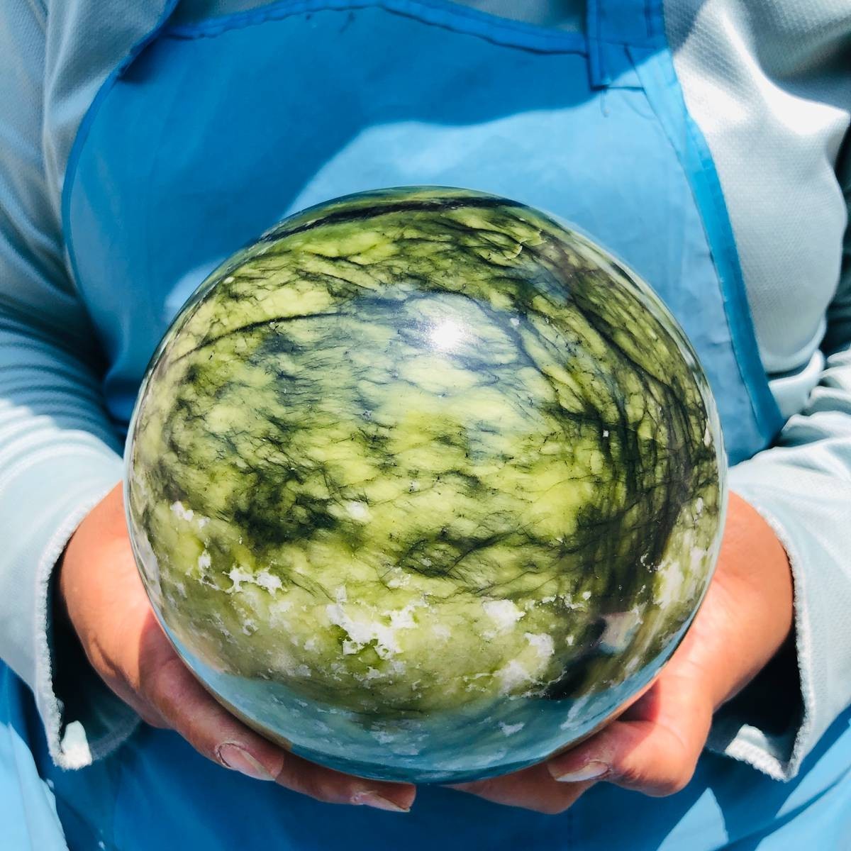 9.02LB Natural ophiolite crystal ball Quartz polishinSphere Healing Reiki decor