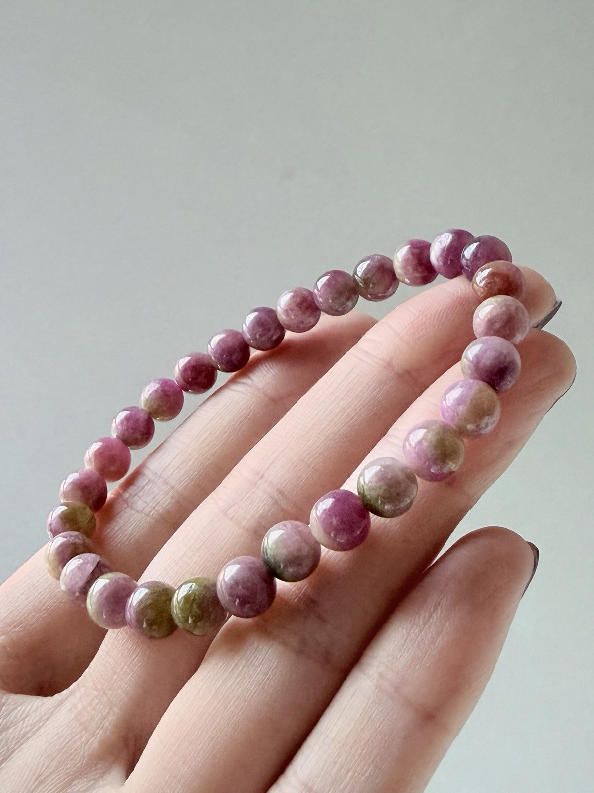 Natural Watermelon Bi-color Pink & Green Tourmaline Bracelet