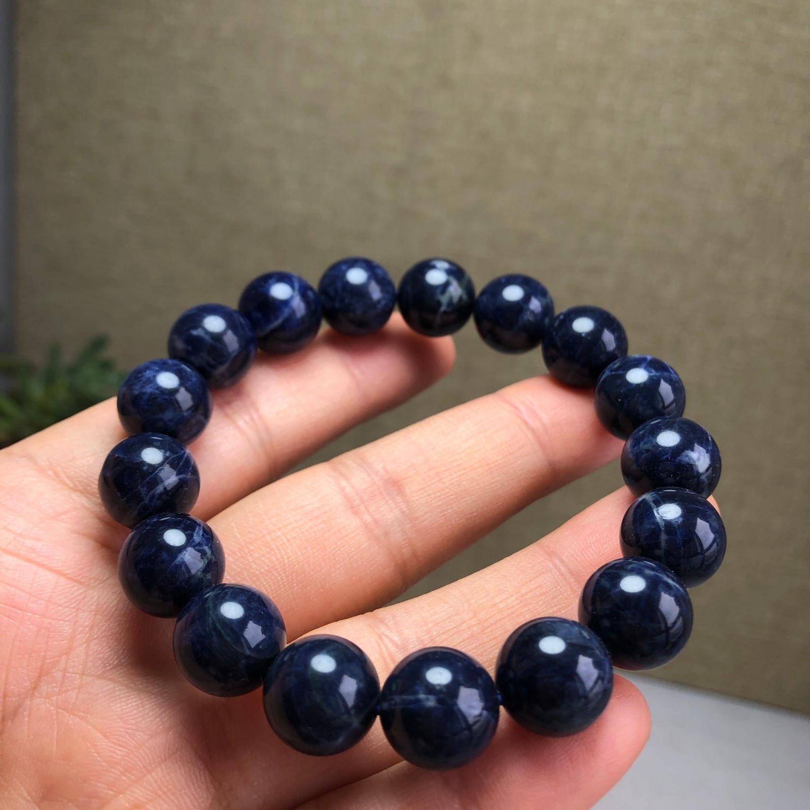 Wholesal Natural Polish Blue sodalite stone bracelets ball sphere 12mm A6164