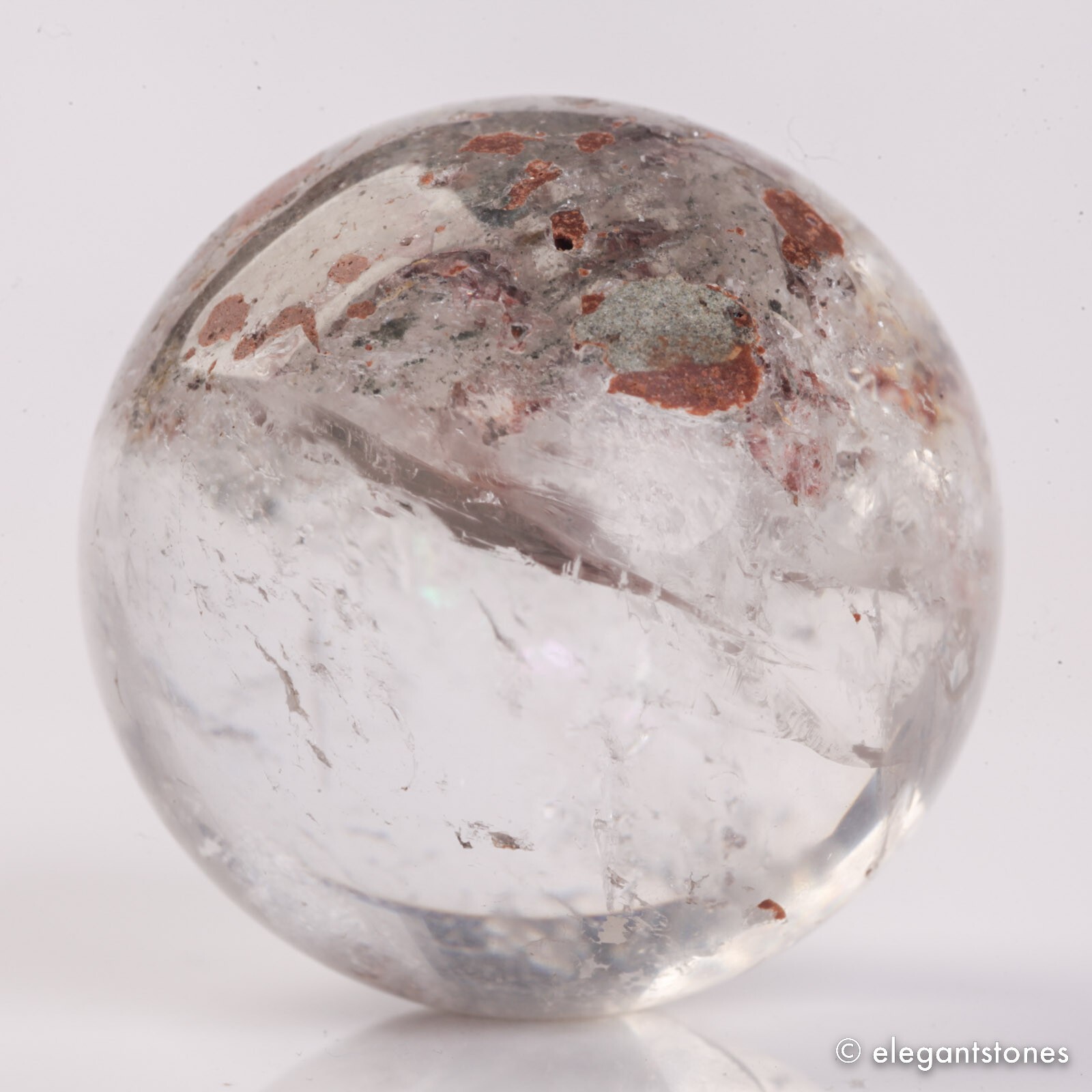 61g35mm Natural Garden/Phantom/Ghost/Lodolite Quartz Crystal Sphere Healing Ball