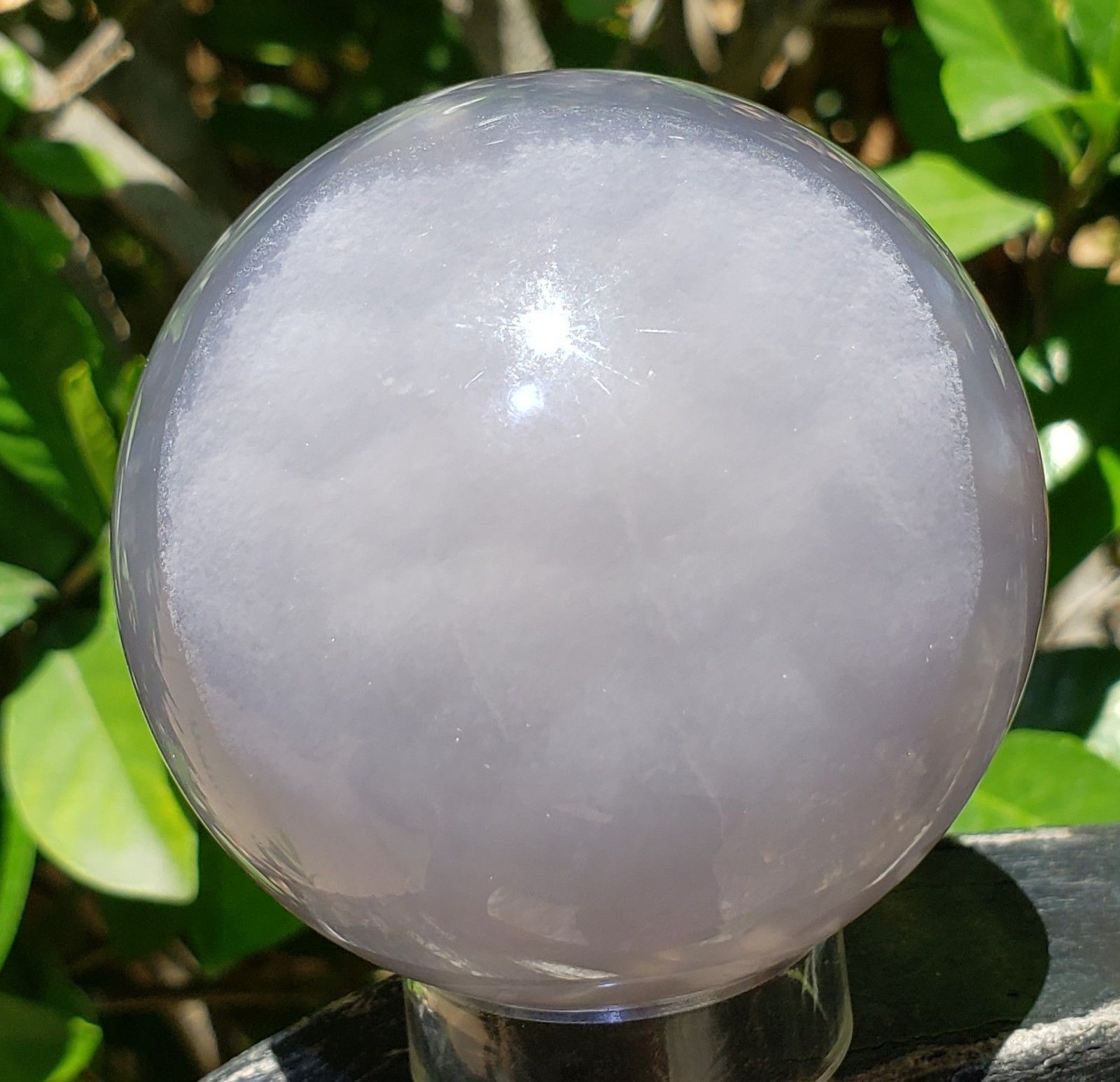 2.45″ Yttrium Lavender Fluorite Sphere Enhydro Sphere Orb Ball UV, 401g or 14 oz