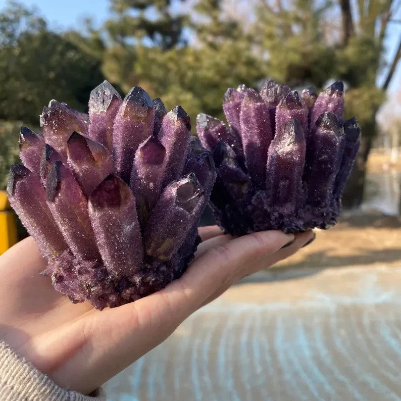 2026NEWFIND 1PC Rare Dark Amethyst Quartz Cluster Healing Purple Crystal Geode