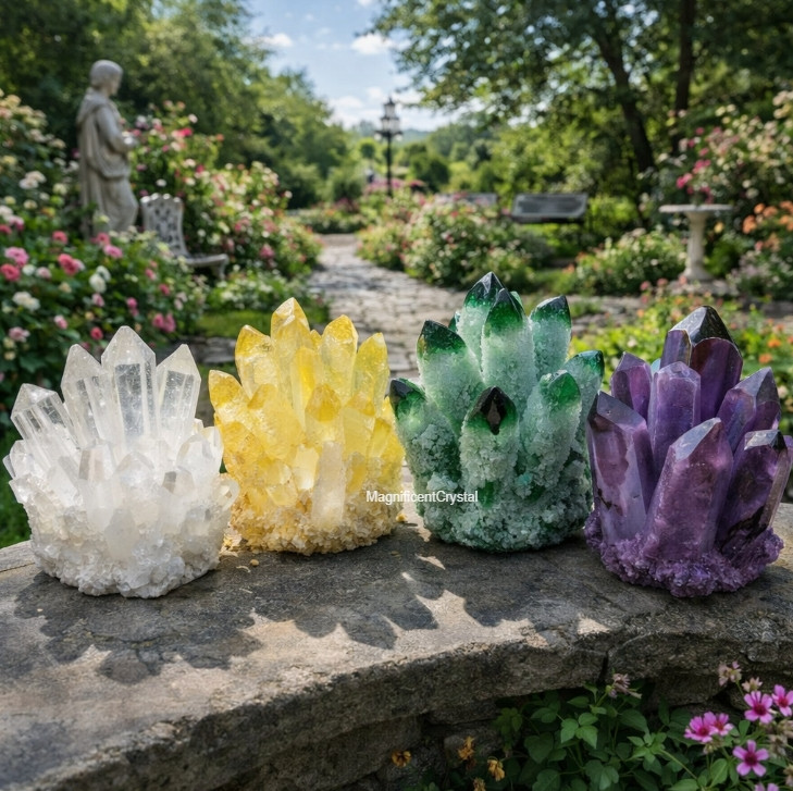 4PCS Raw Rough Crystal Geode Cluster Set High Quality Natural Charka Home Decor