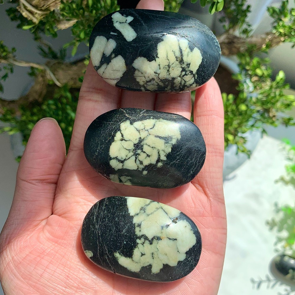 3pc 50-100G Crystal Natural Peony Stone Palm Stone Polished Good Pattern Decor