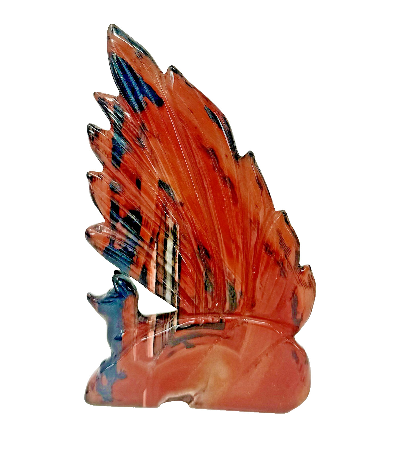 5” Botswana Agate Crystal 9 Tail Fox Pretty Natural Orange Polished Hand Carved