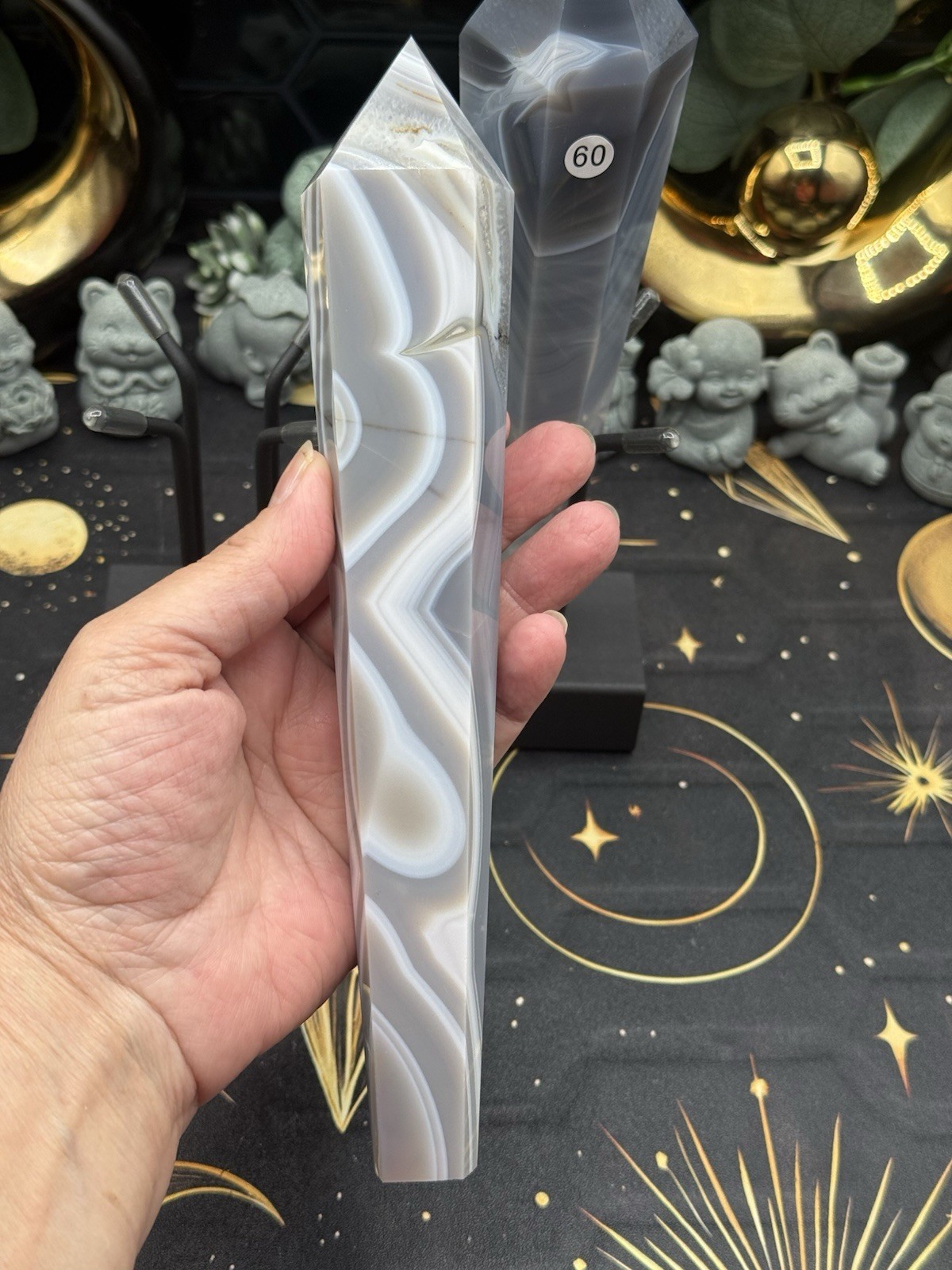 Natural Banded Agate LG Wands w/ stand Free shipping