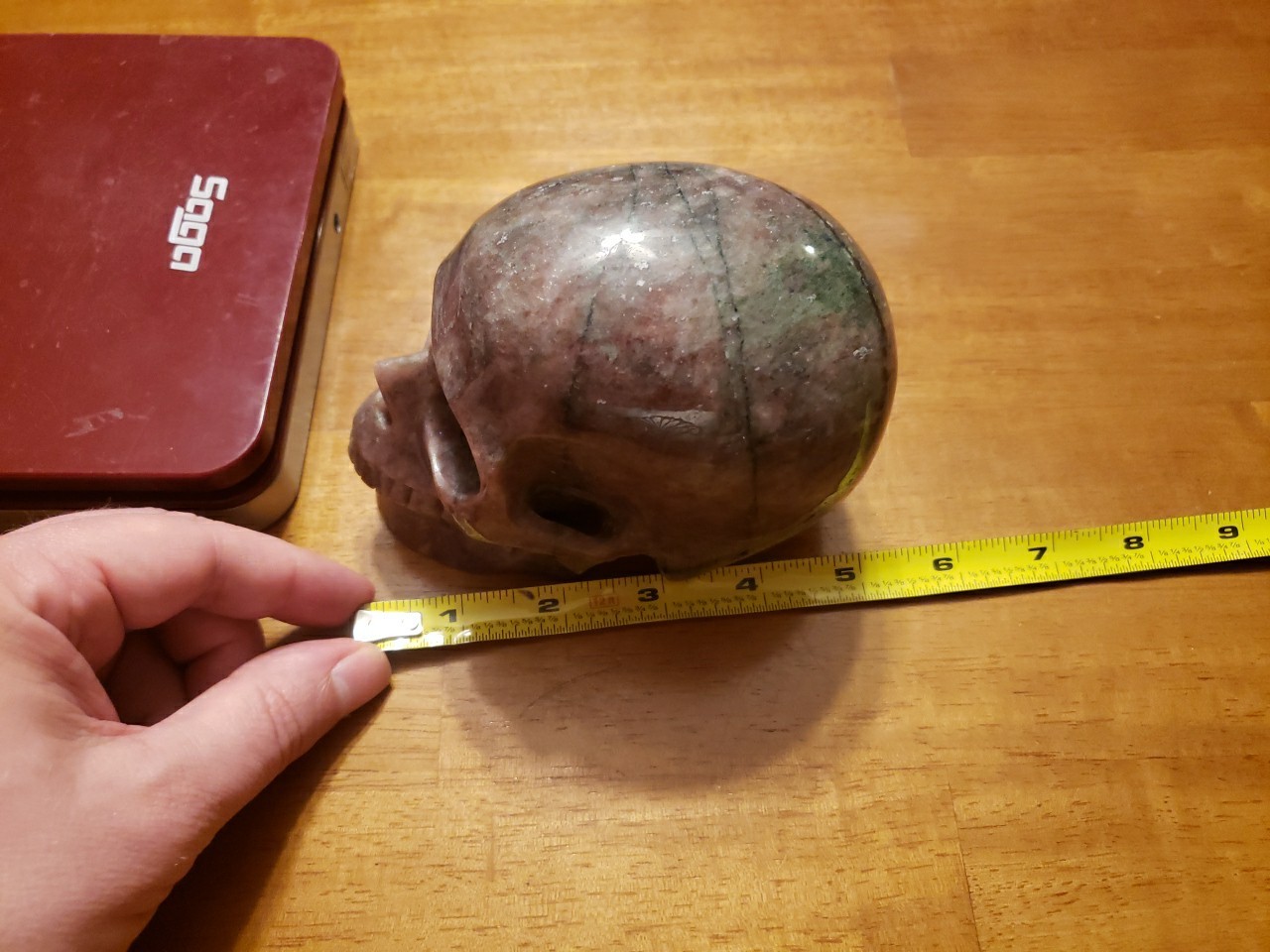 Large 5″ Realistic Red & Green Garnet Crystal Skull – Eclogite Specimen -…