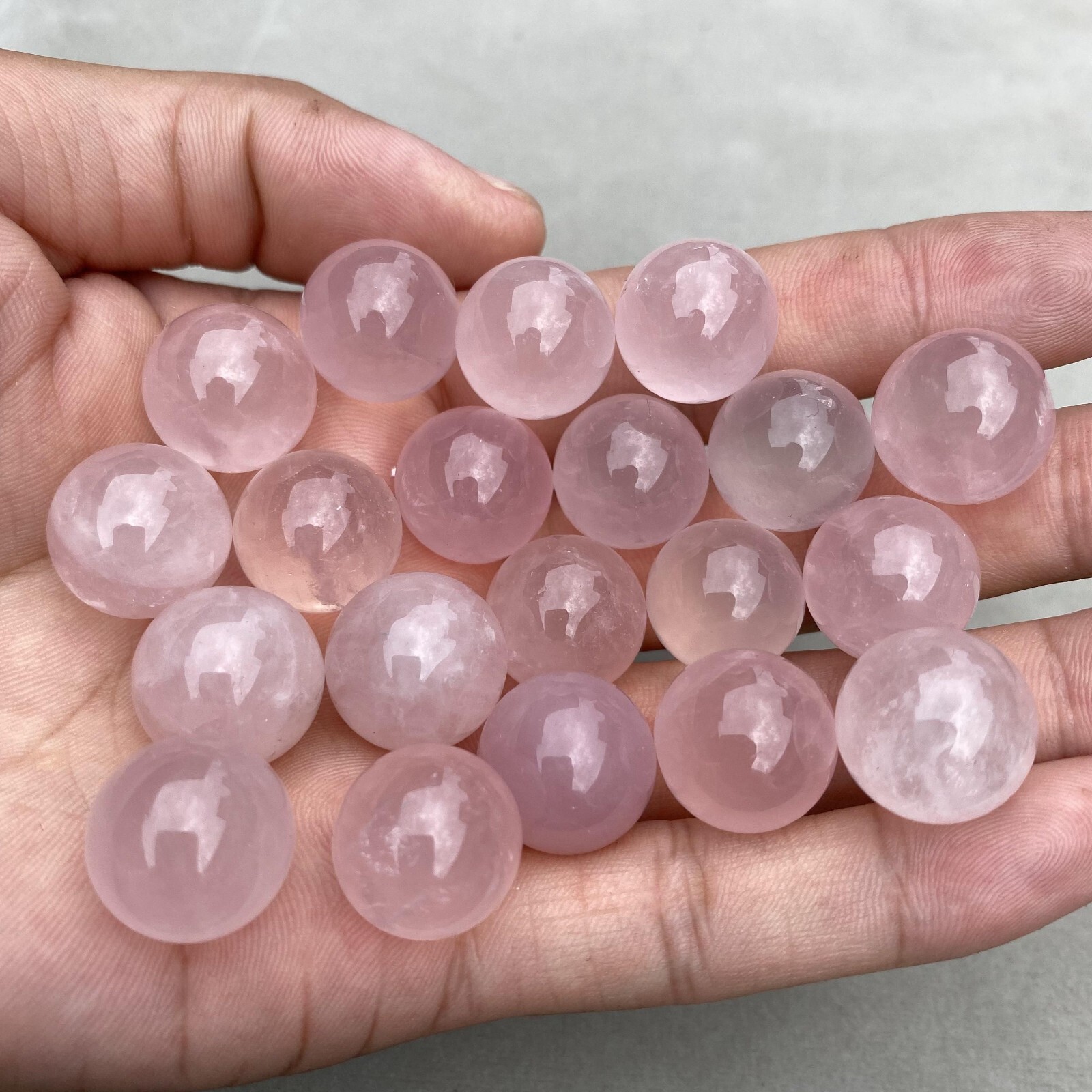 20pcs Wholesale Natural Rose quartz Ball Quartz Crystal 15mm Sphere +box Reiki