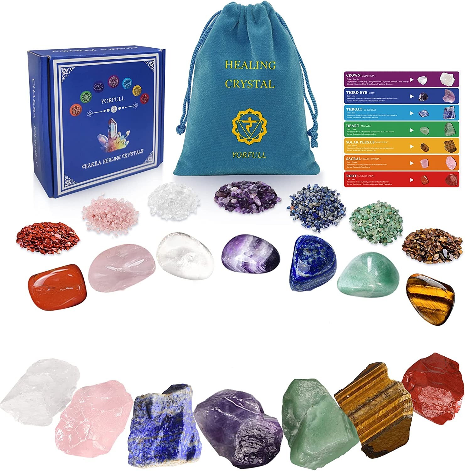 Wiccan 7 Chakra Crystal Set Healing Crystal for Beginners 30 Pcs Healing Crystal