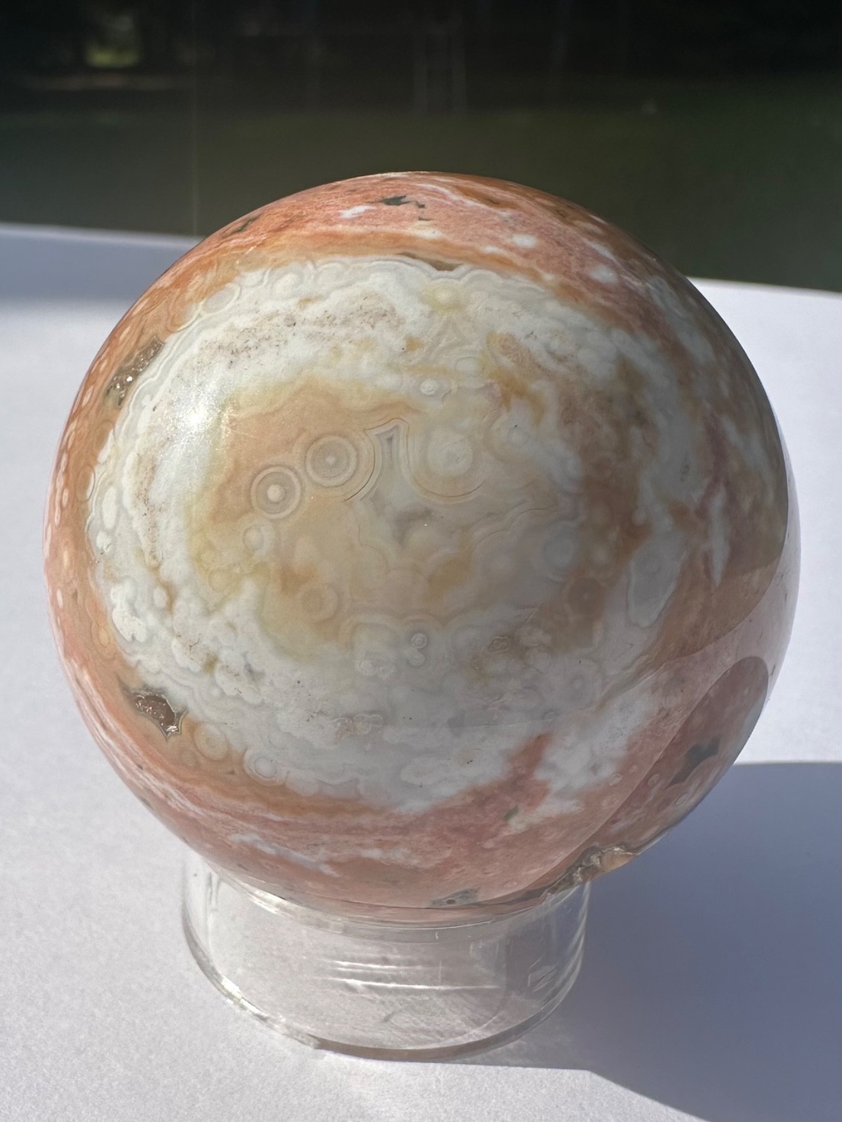 165g natural druzy orbicular ocean jasper 8th vein polished crystal ball
