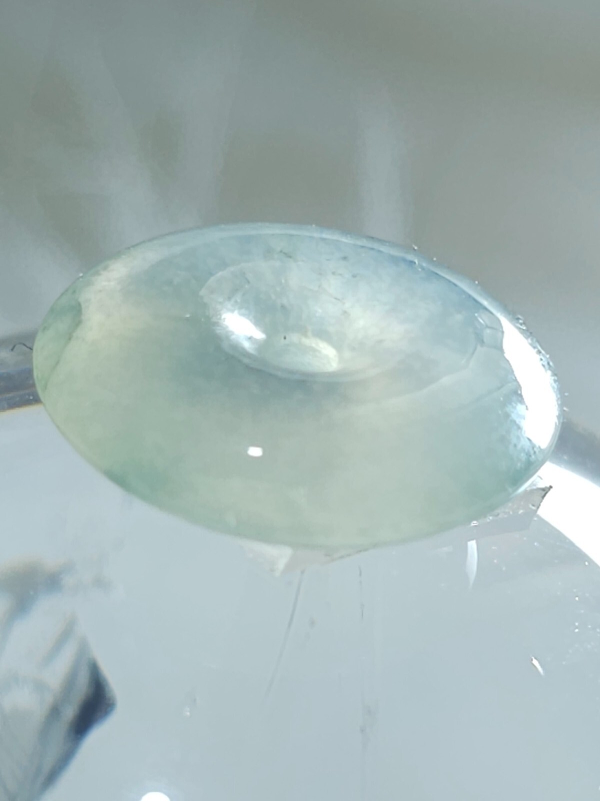 15mm Jade Pi Disc Pendant | Icy Green Donut Bead | Semi-Translucent 1.84g
