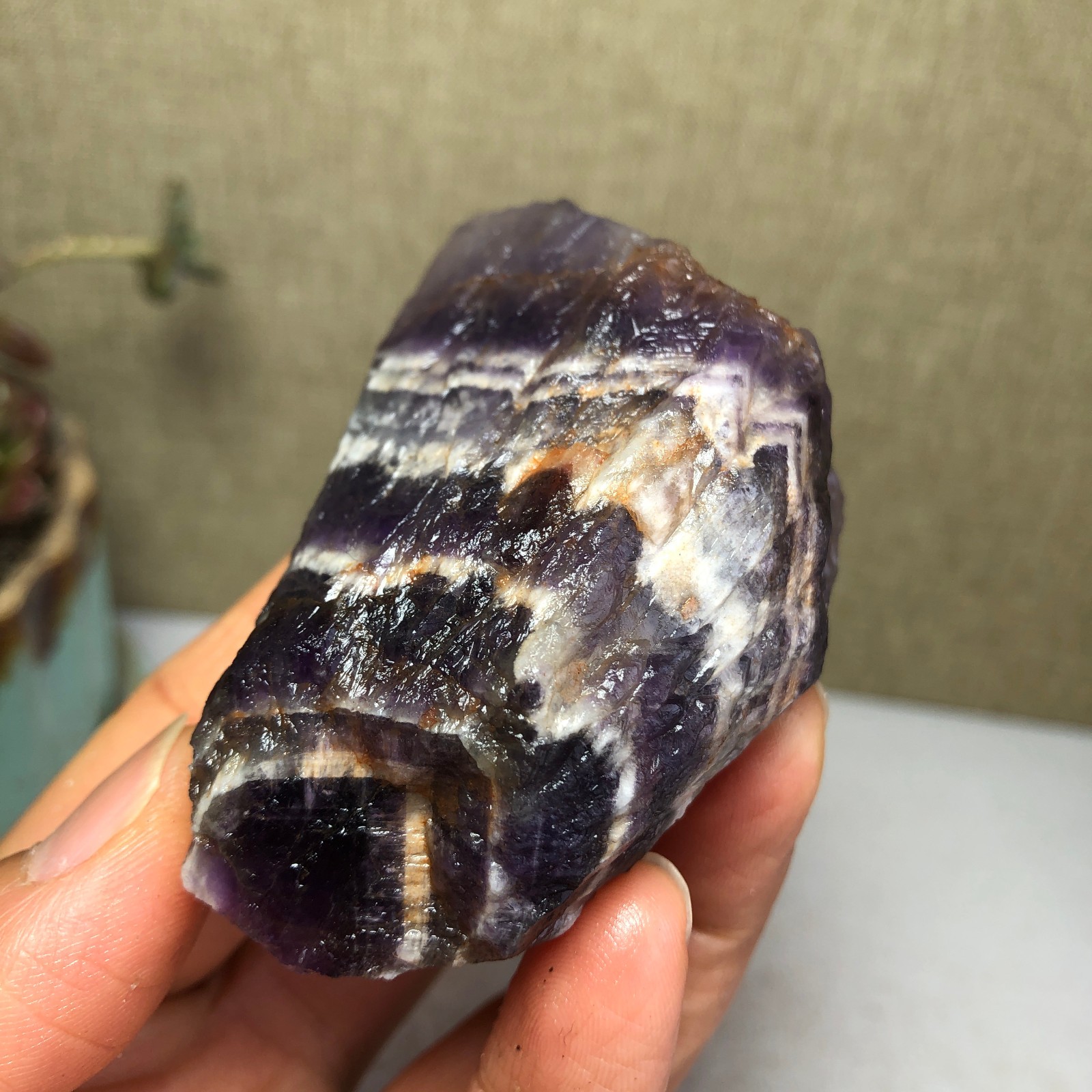 65mm Natural Dream Amethyst gemstone rough Crystal uncut specimens 123g A3816