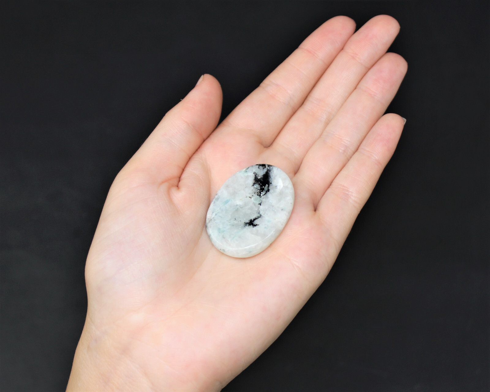 Rainbow Moonstone Worry Stone (Smooth Polished Rainbow Moonstone Palm Stone)